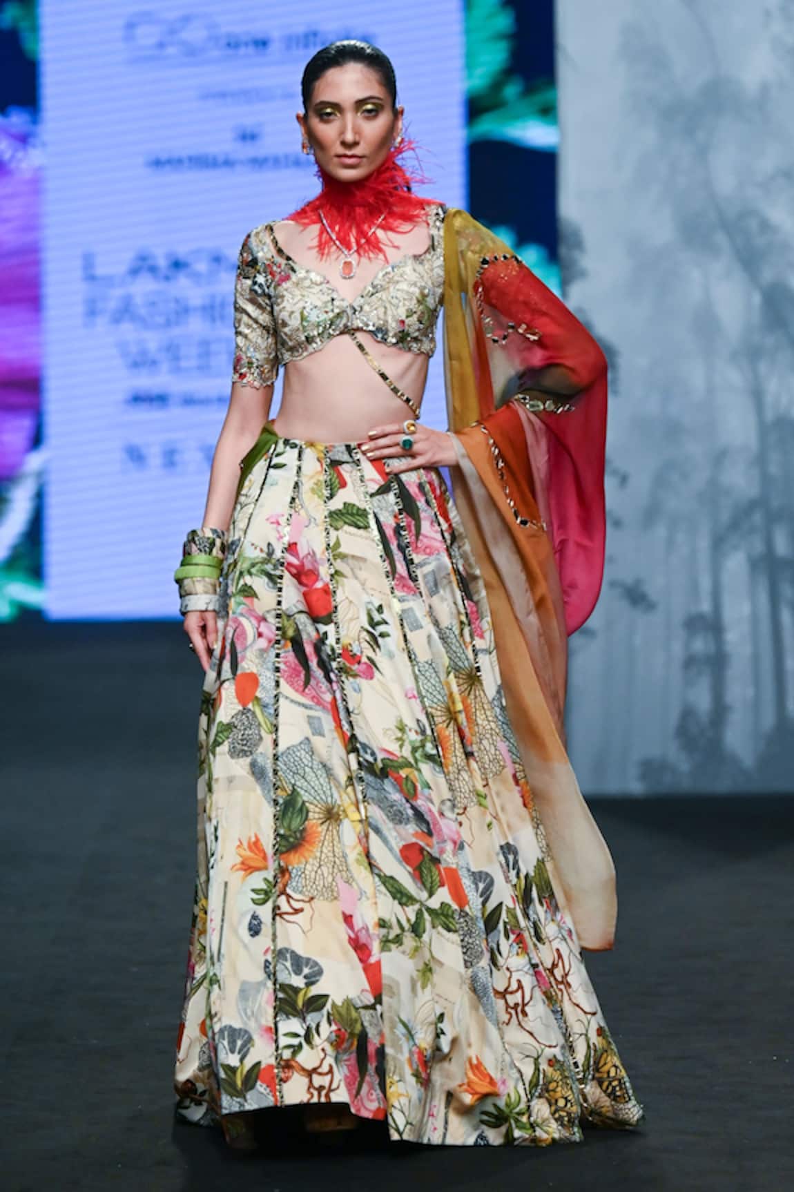 Mahima Mahajan Panelled Embroidered Lehenga Set
