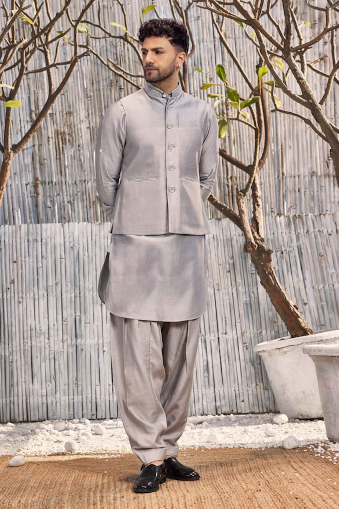 Charkhee Beaded Hand Embroidered Chanderi Jacket 