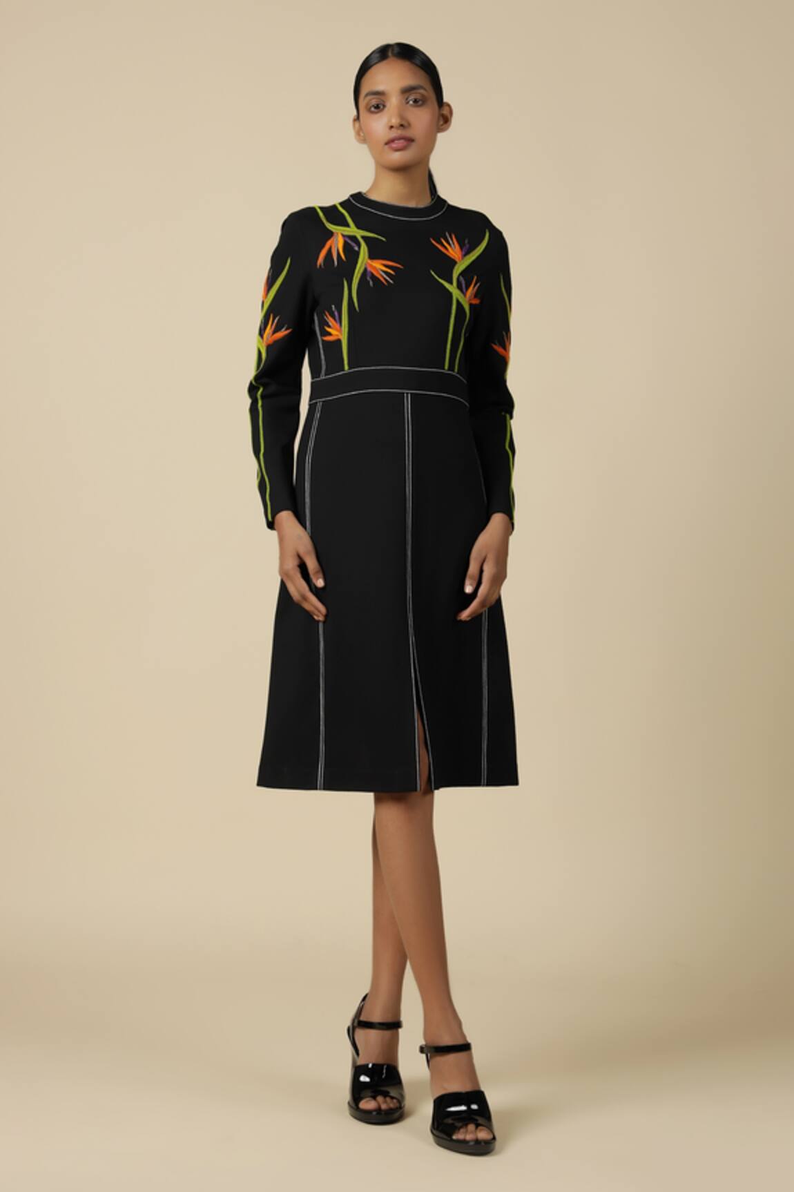 Shahin Mannan Bird Of Paradise Front Slit Open Dress