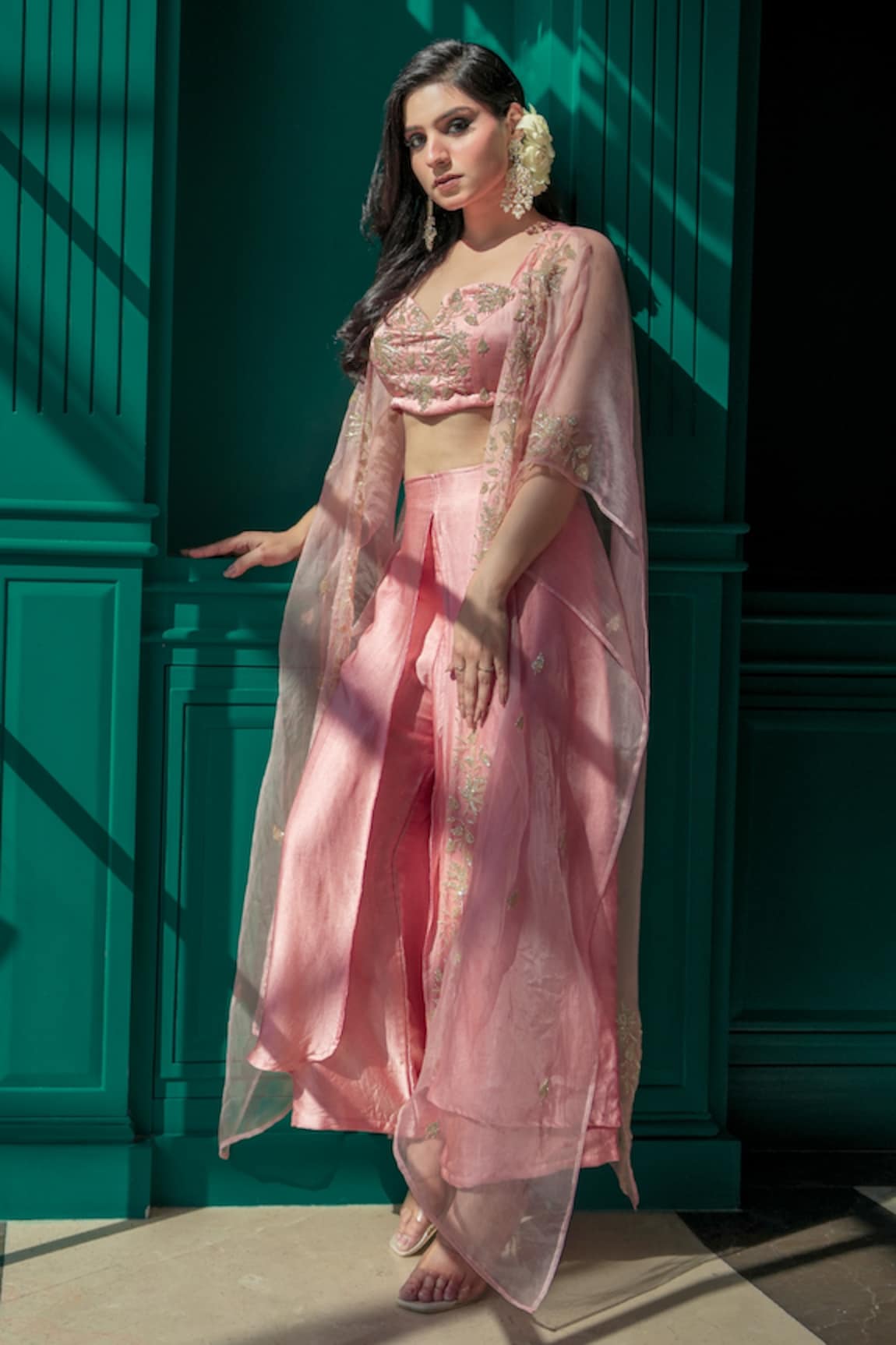 Gul By Aishwarya Zardozi Embroidered Cape Pant Set