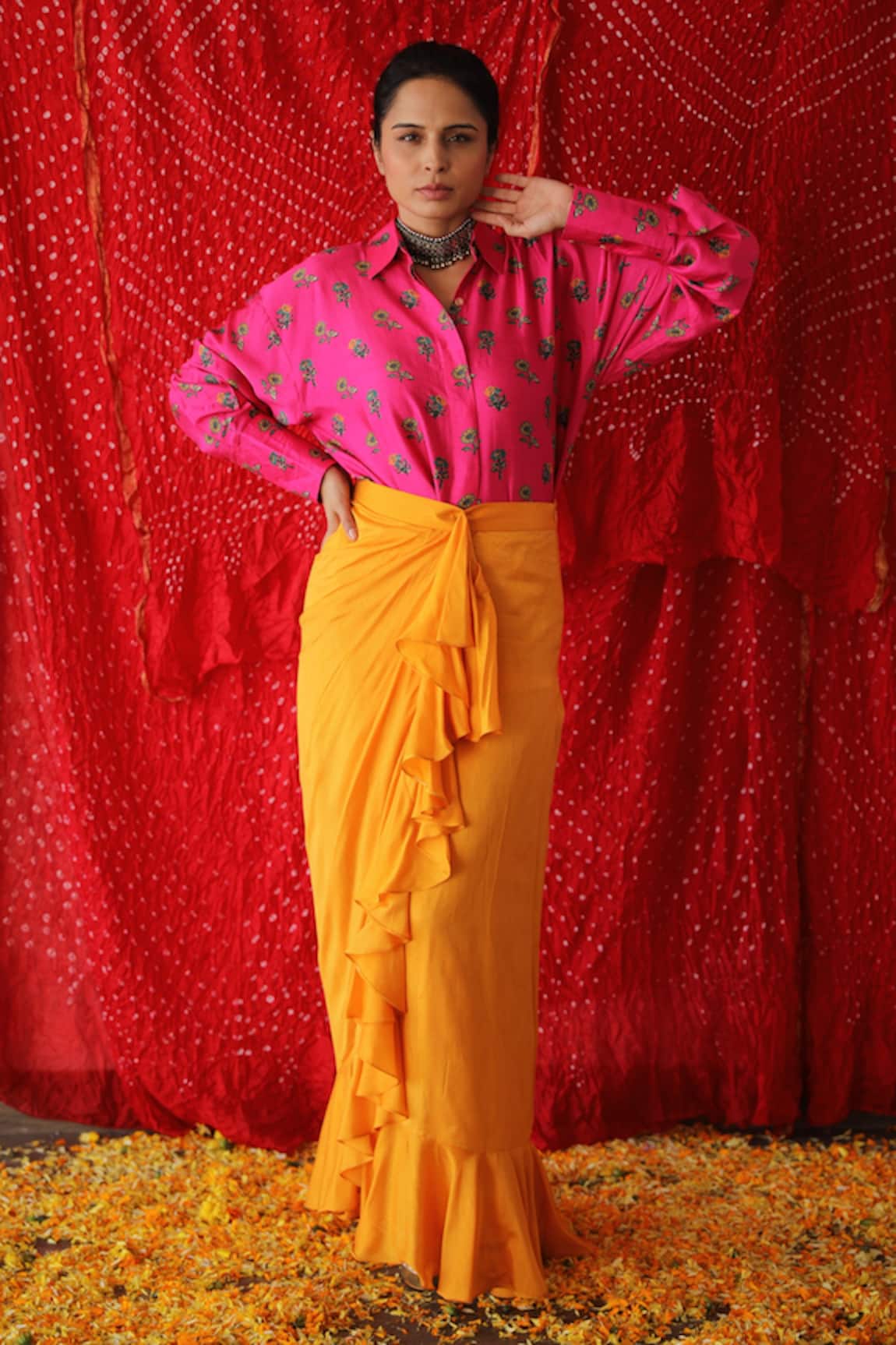 Shachi Sood Floral Print Shirt & Skirt Set