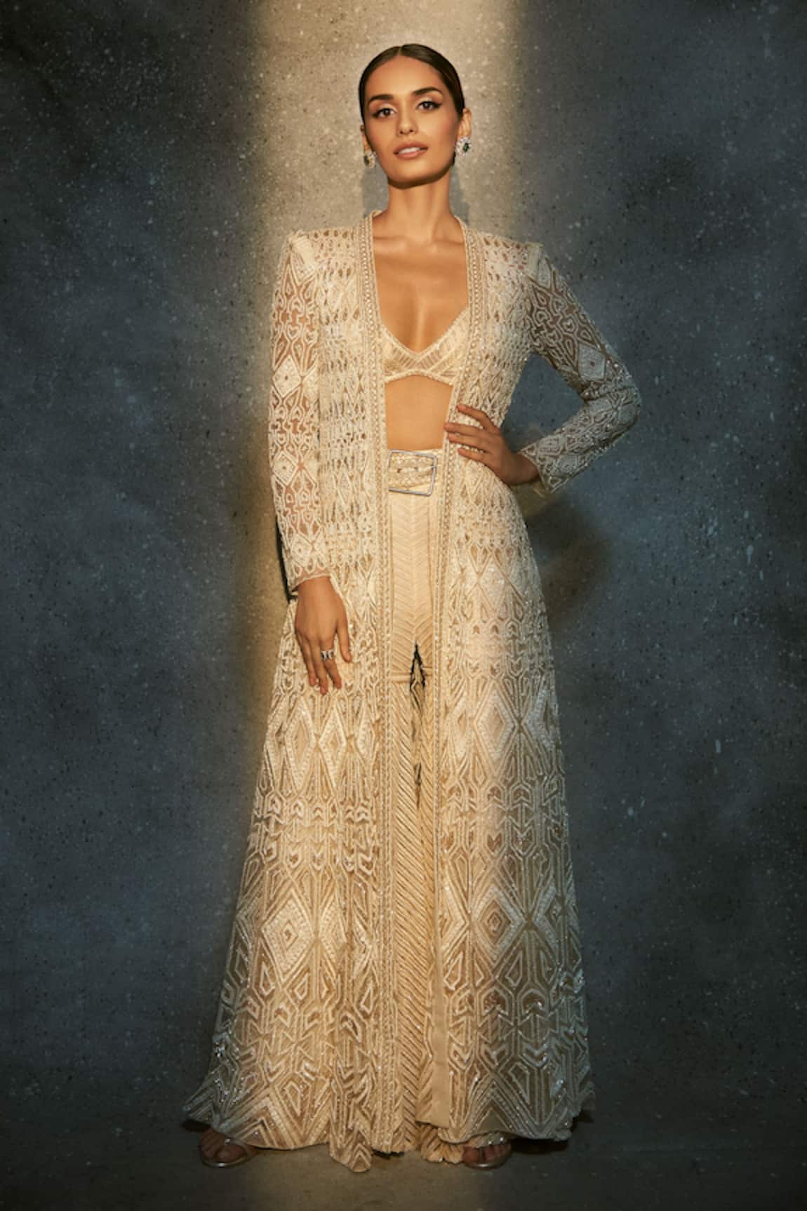 Ritika Mirchandani Resham Embroidered Jacket Sharara Set