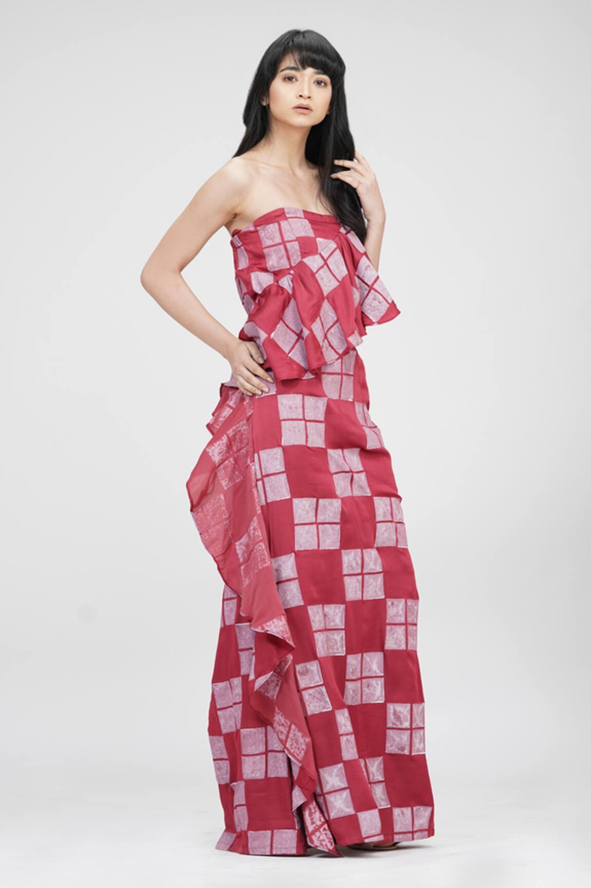 Shruti S Hand Block Print Strapless Gown