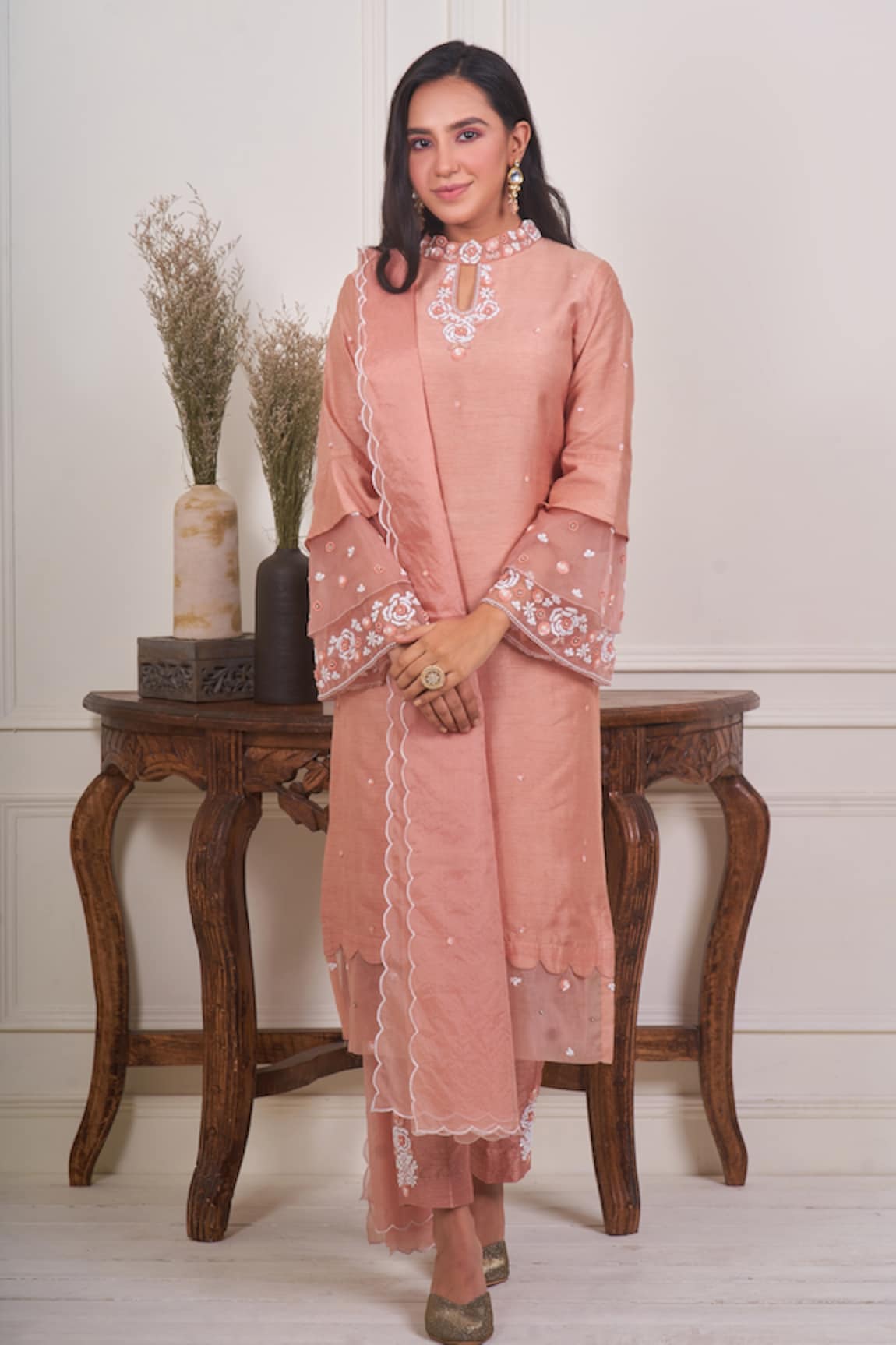 Geetika Jain Placement Rosette Embroidered Kurta Set