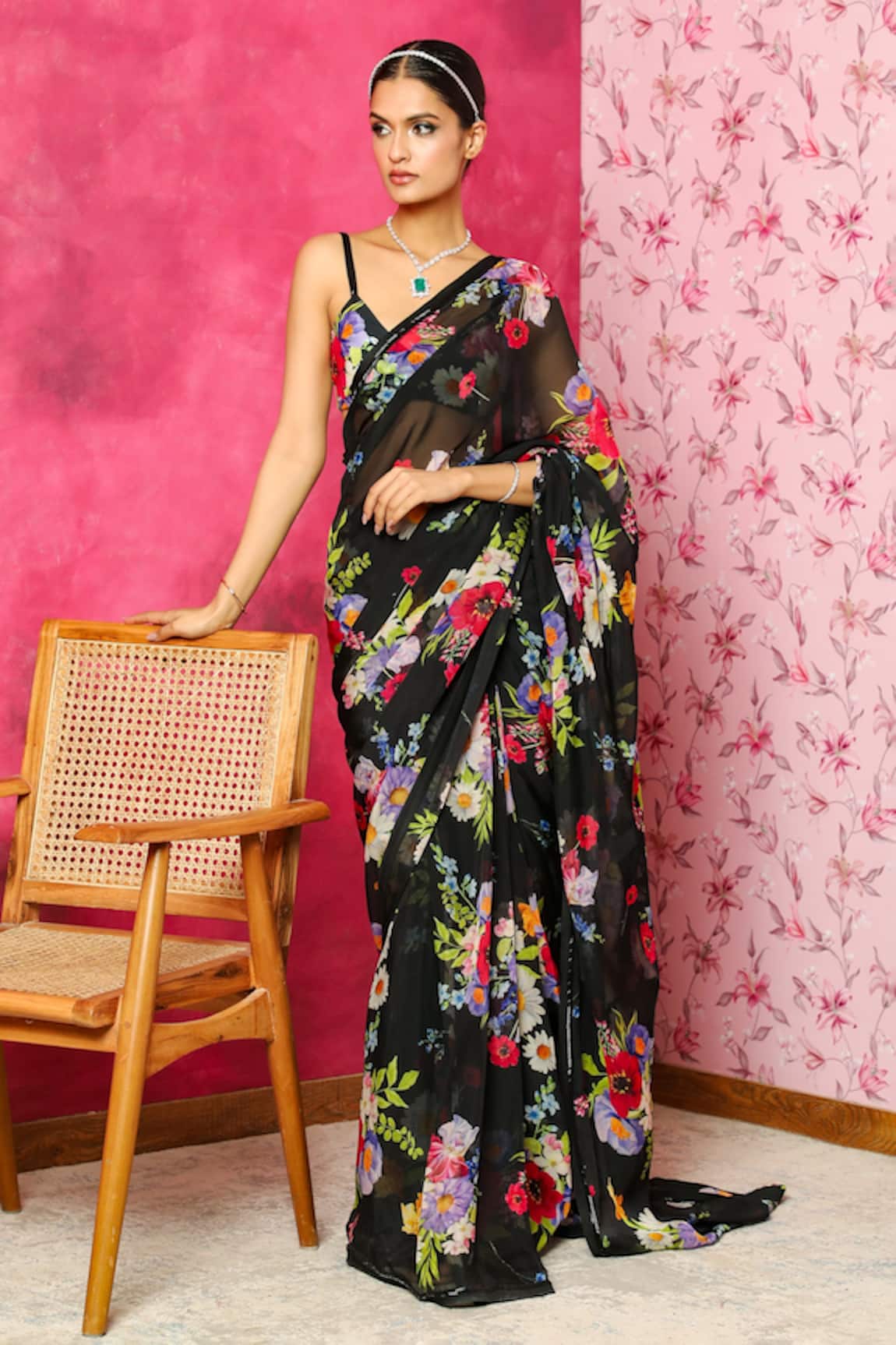 Dohr India Printed Pre-Draped Saree 