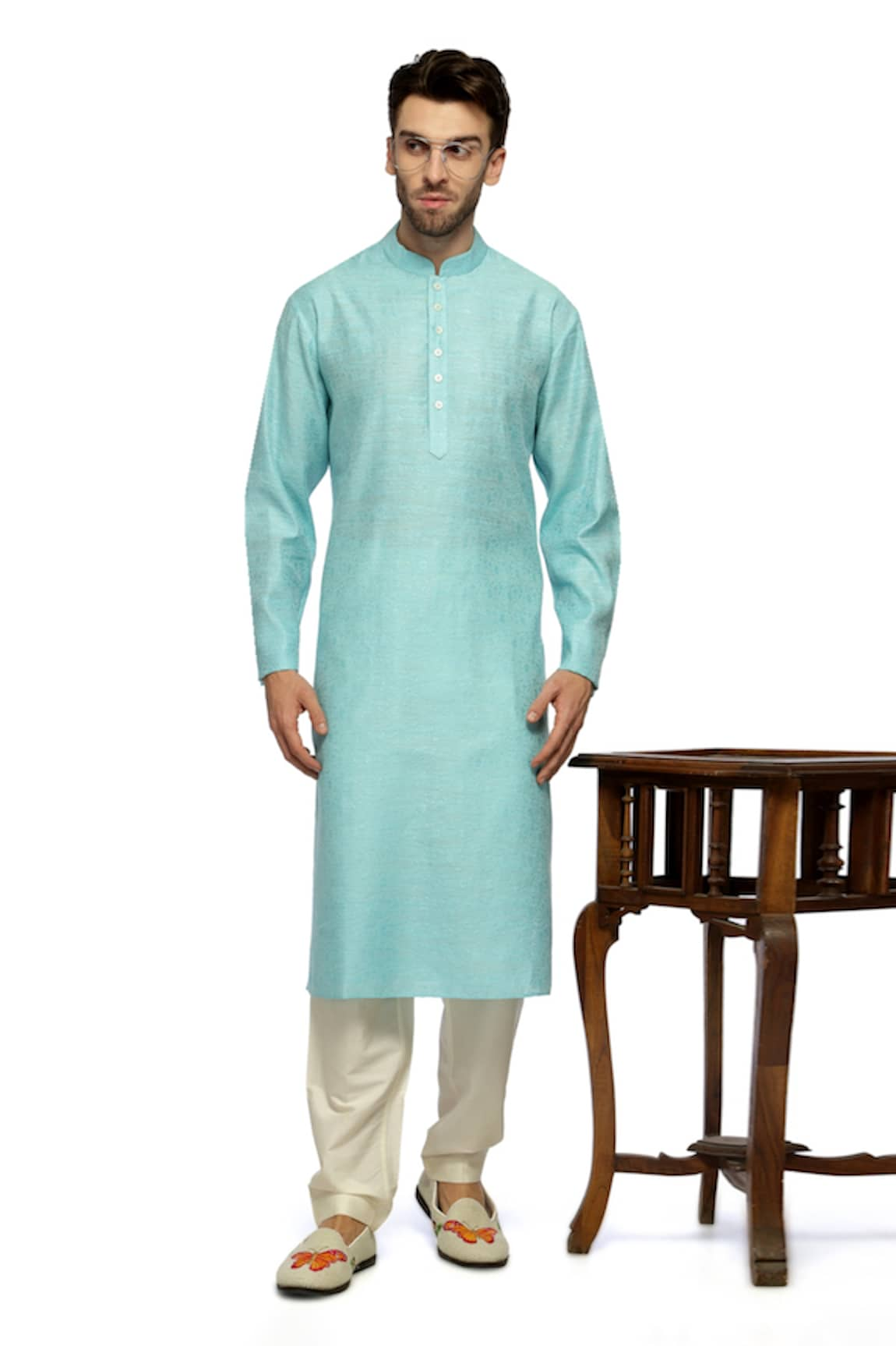 A!A By Abrar Ali Cotton Silk Textured Kurta With Churidar