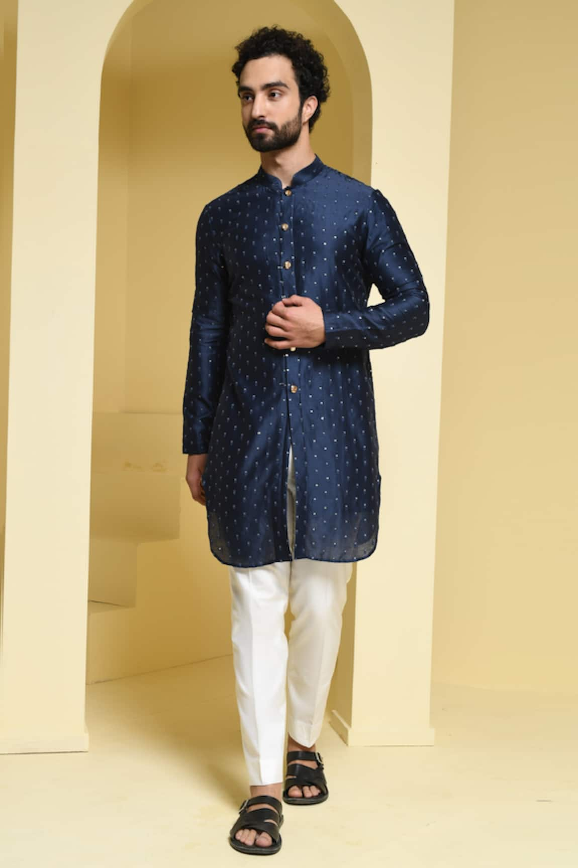 KUSTOMEYES Sequin Embroidered Kurta & Pant Set