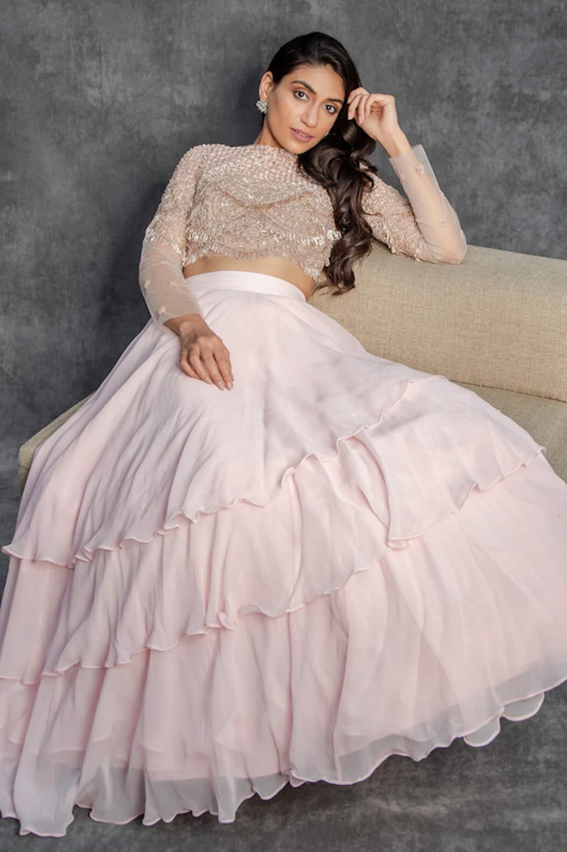 Sunita Bhandari Layered Lehenga & Blouse Set