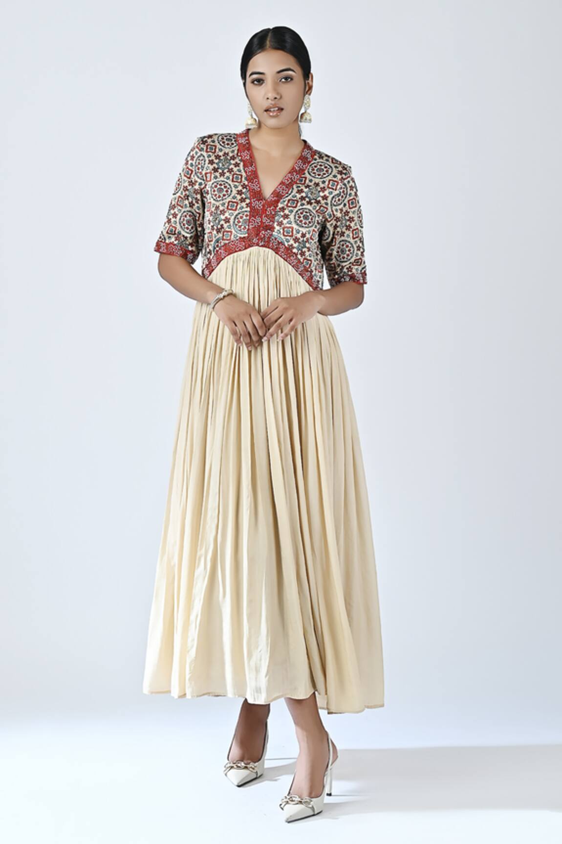 Sejal Kamdar Ajrakh Print Yoke Dress 