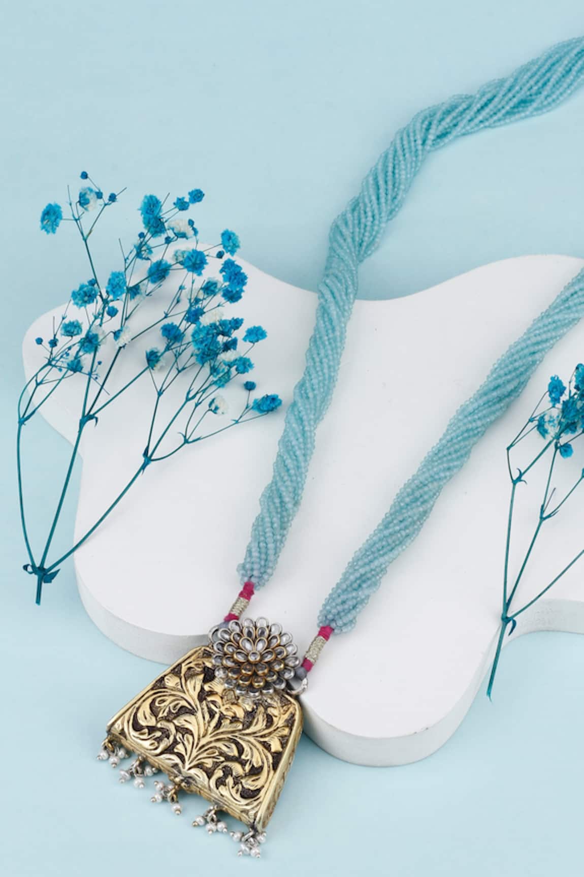 Sangeeta Boochra Aasia Floral Carved Embellished Necklace 