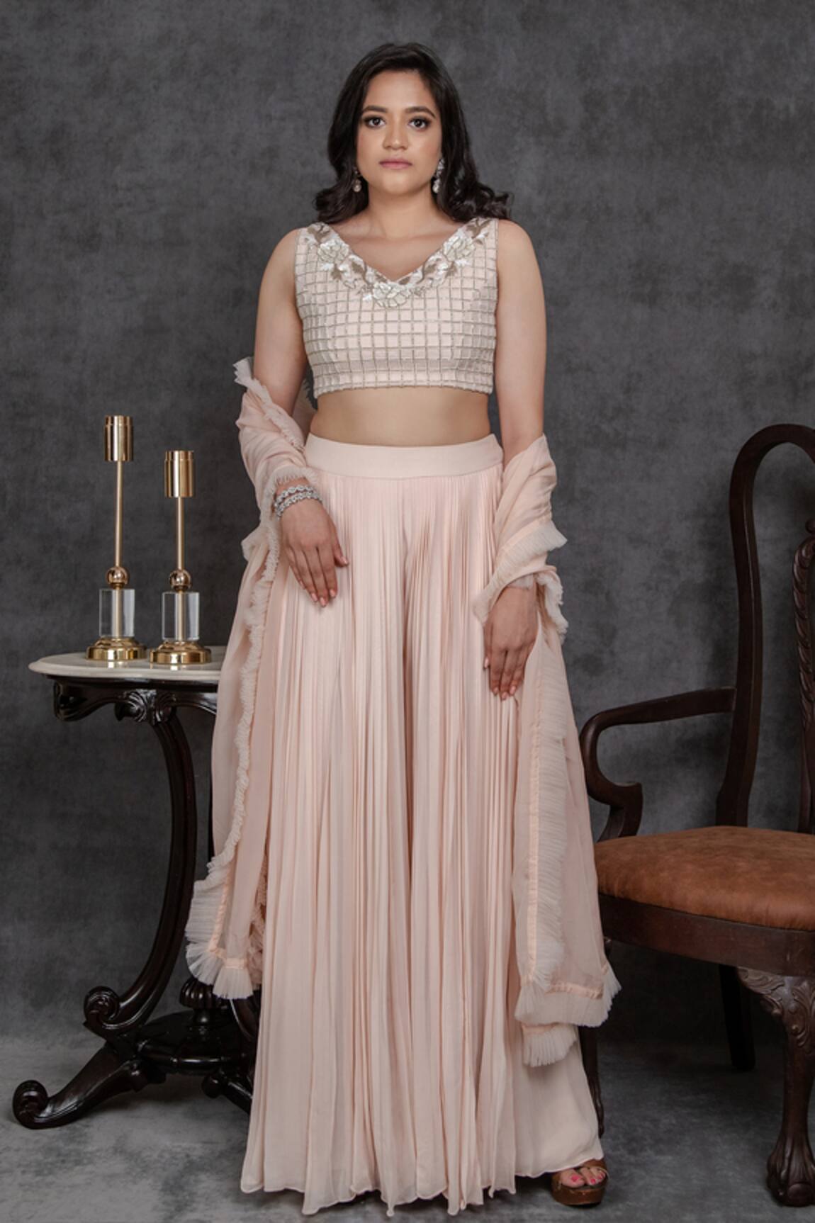 Sunita Bhandari Pleated Sharara Blouse Set