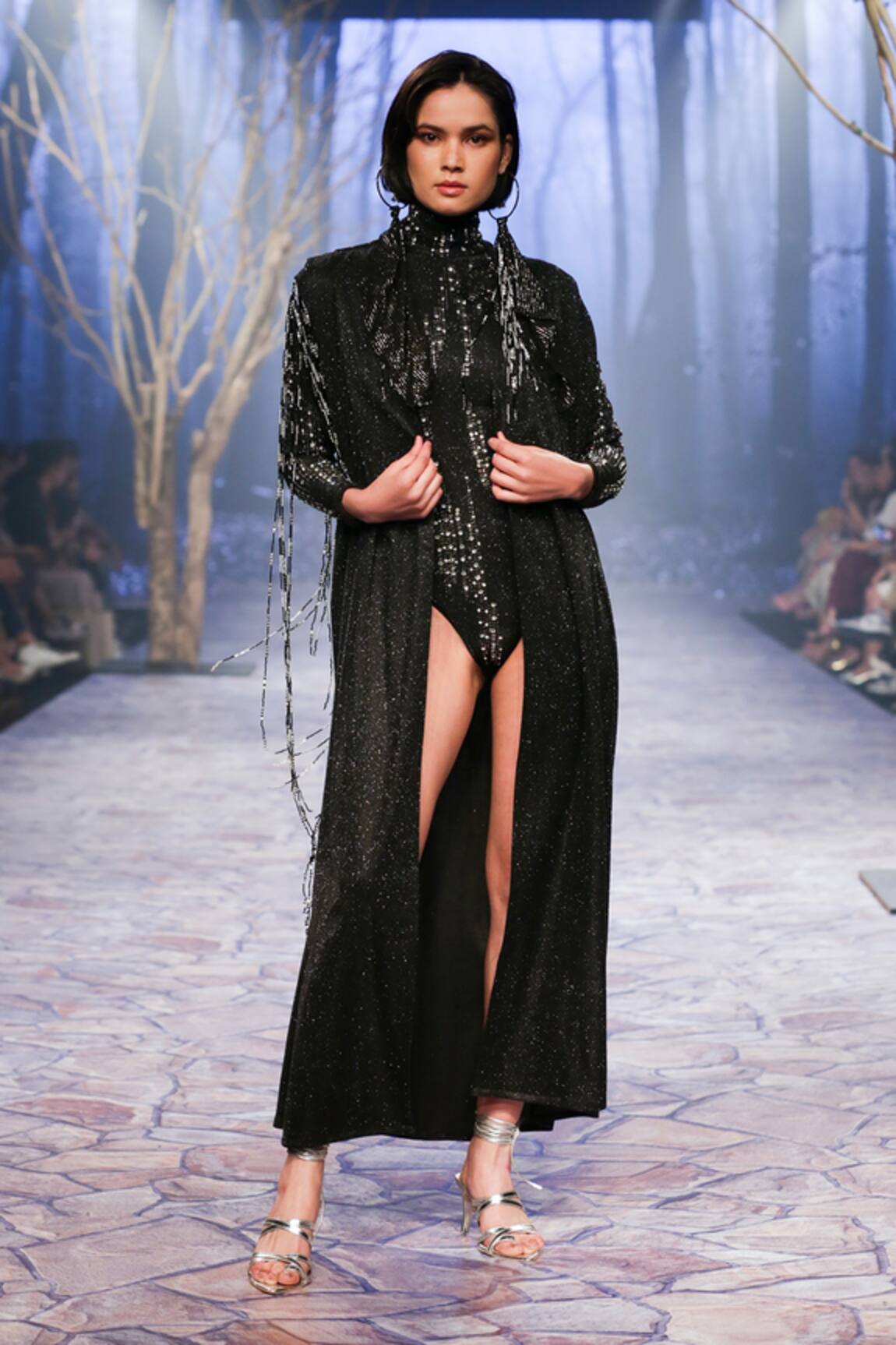 Nirmooha Tassel Shimmer Trench Jacket 