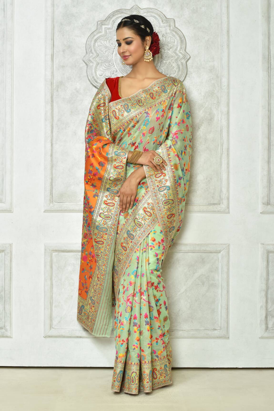 Nazaakat by Samara Singh Colorblock Saree With Running Blouse