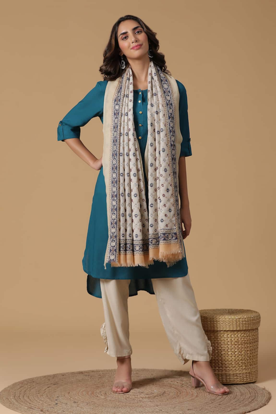 Shingora Embroidered Floral Jaali Shawl 