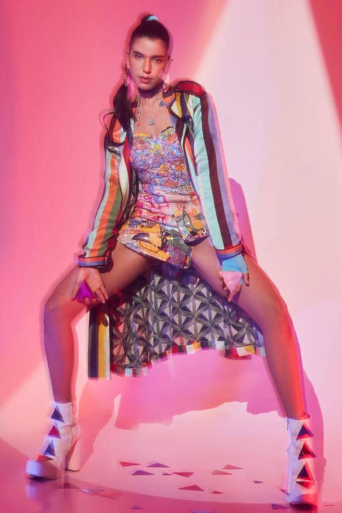 Esha L Amin Abstract Print Skort