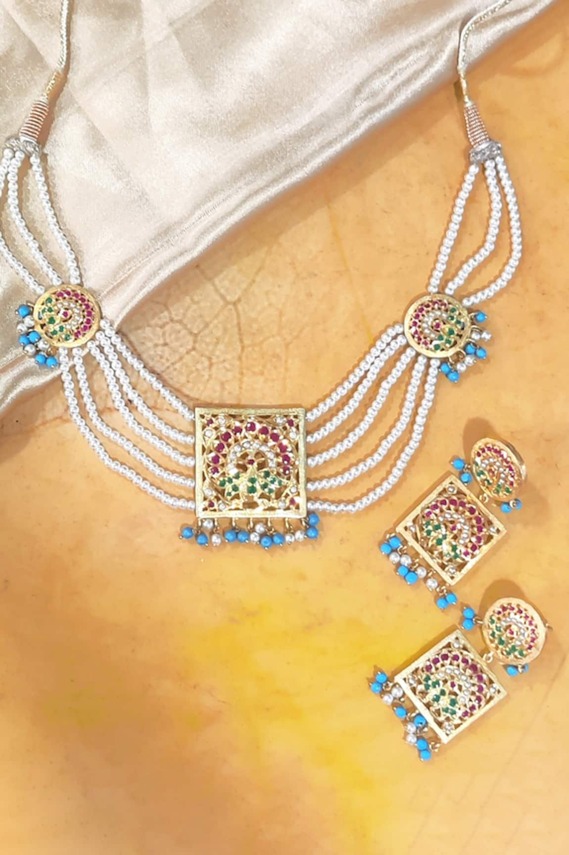 Devanshi Renu Jewels Geometric Layered Necklace Set