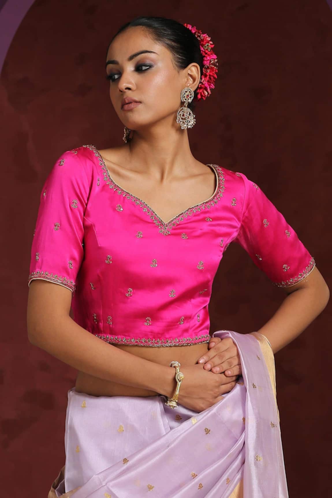 Weaver Story Zardozi Hand Embroidered Pure Silk Blouse 