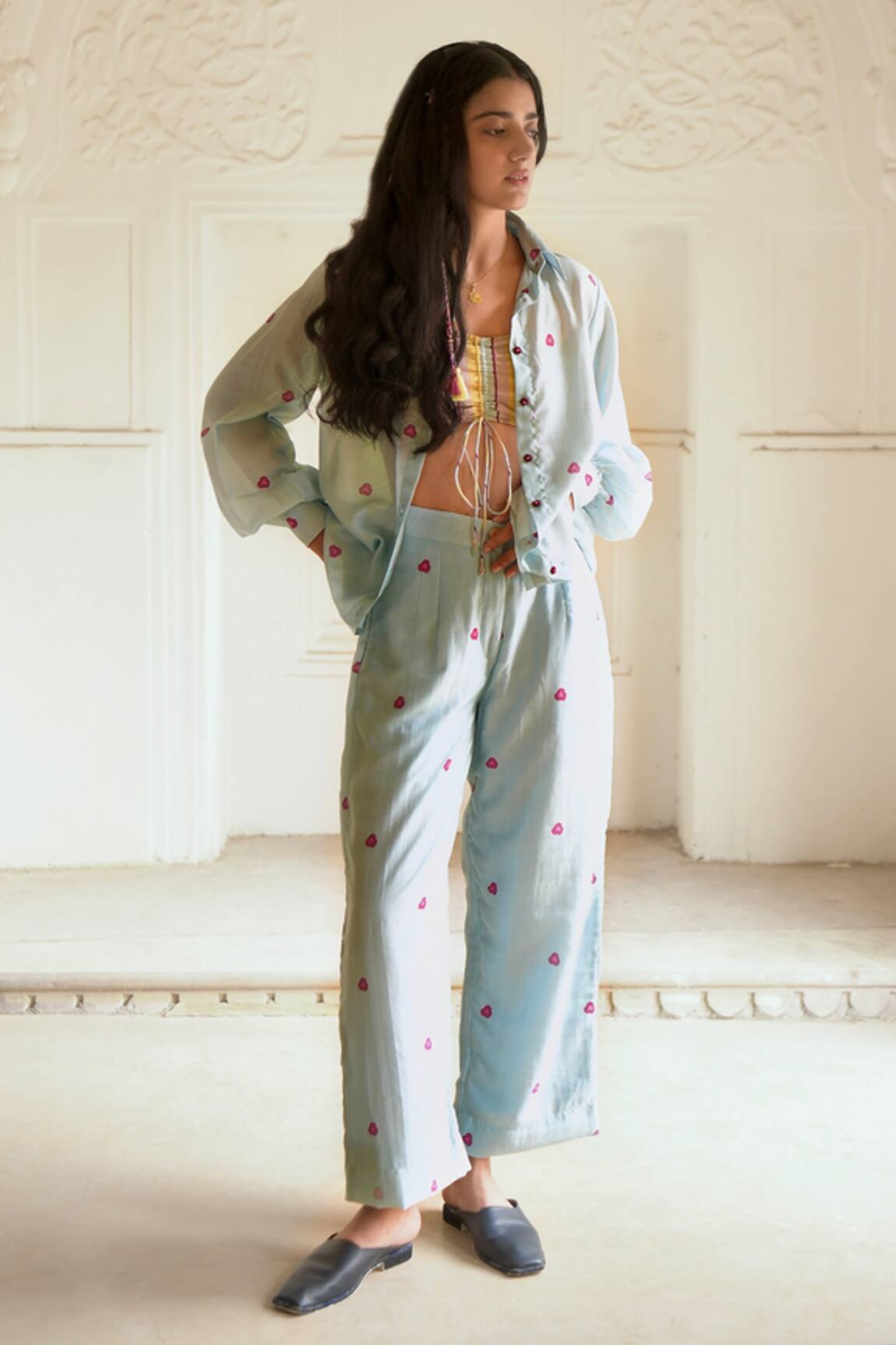 Taro Floral Print Shirt Pant Set 