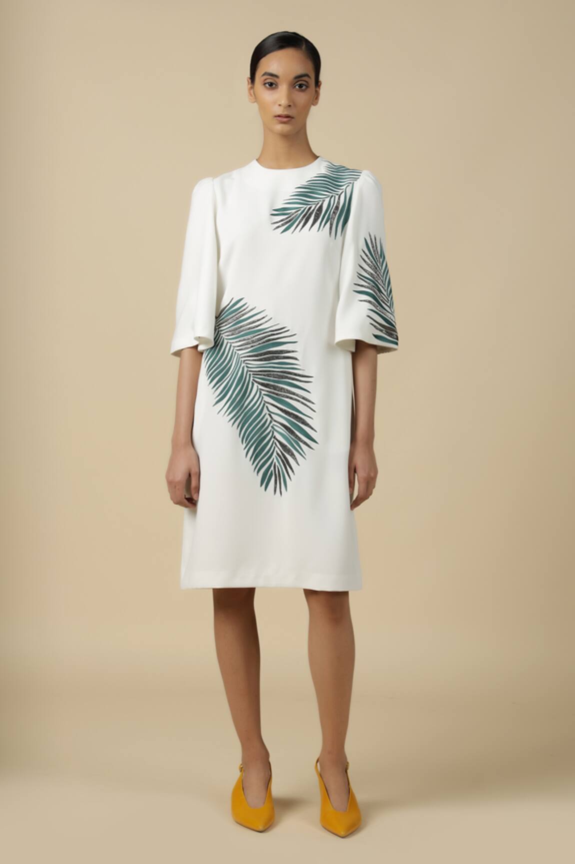 Shahin Mannan Big Leaf Embroidered Dress