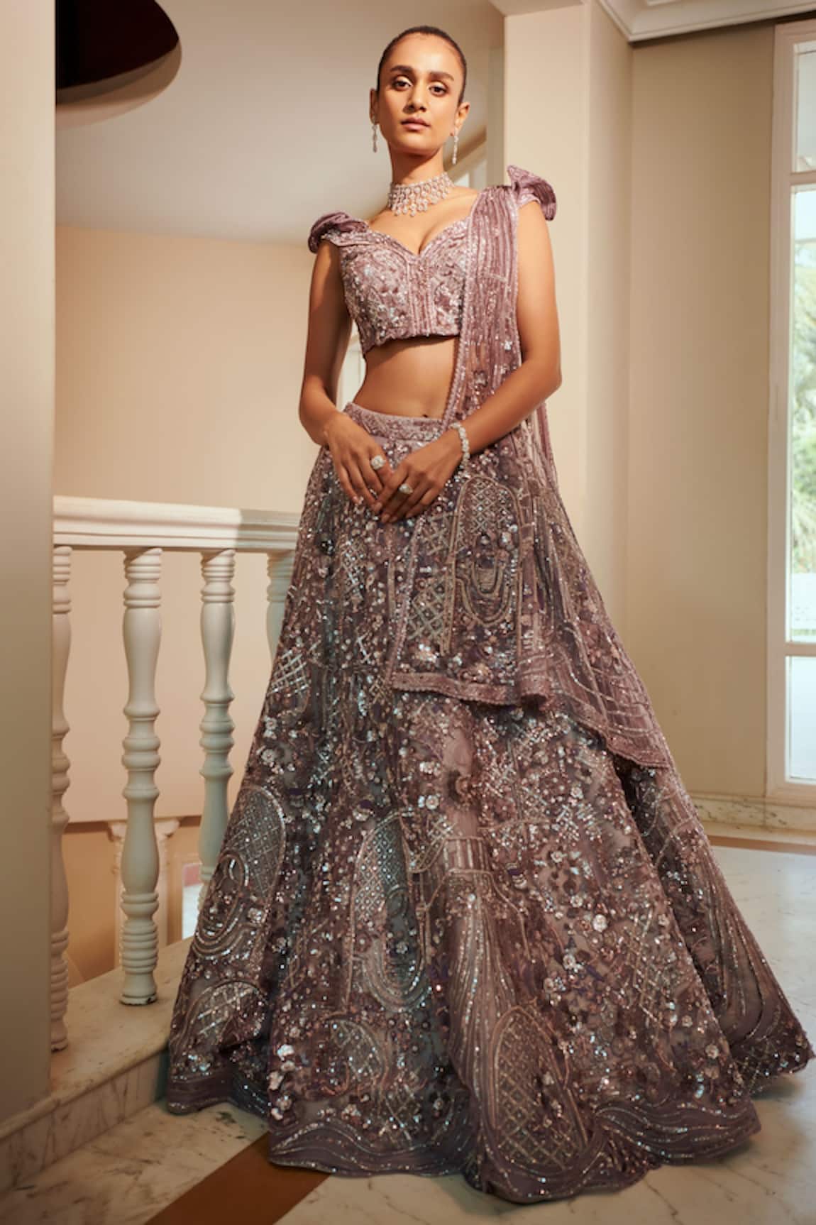 Adaara Couture Beads Embroidered Blouse Bridal Lehenga Set