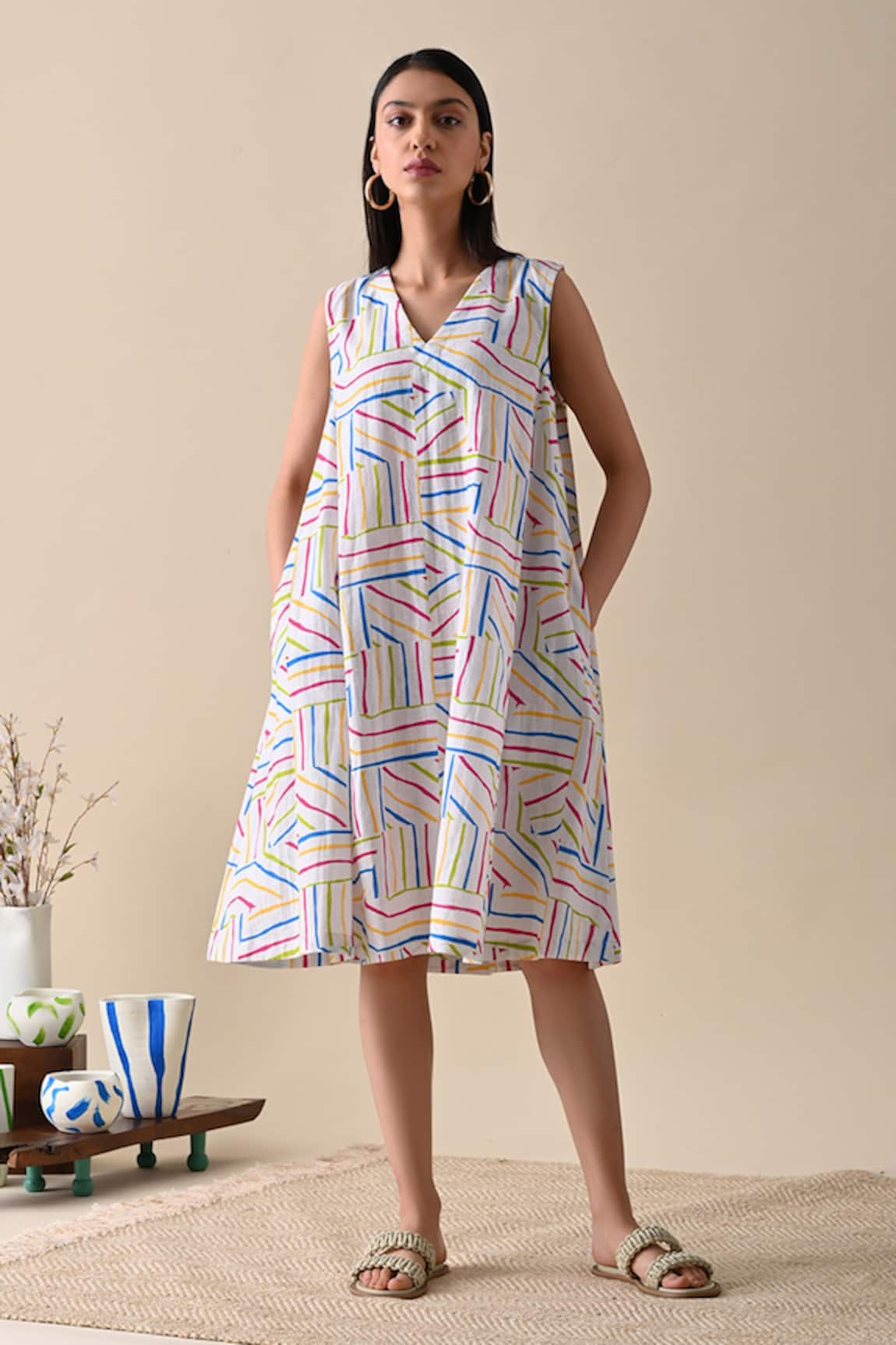 Kanelle Sophie Printed A-Line Calf-Length Dress