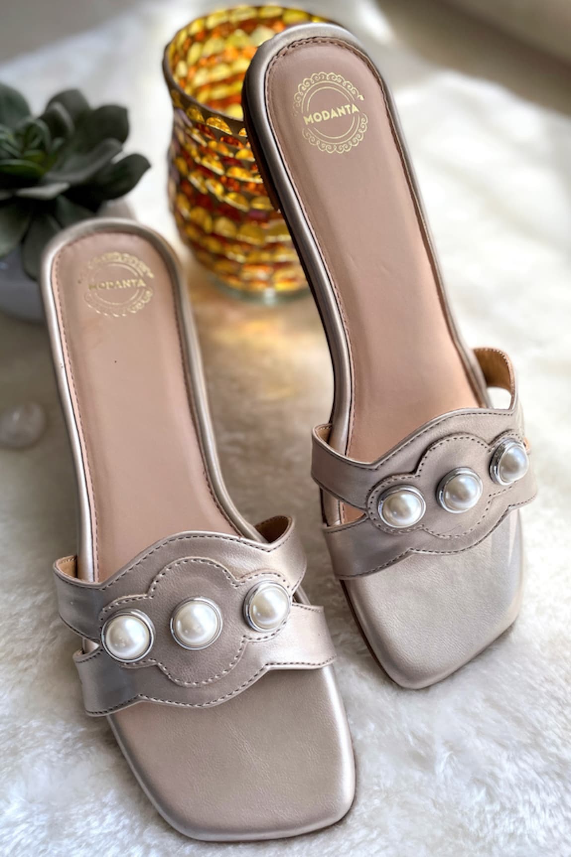 Modanta Footwear Pearl Embellished Flats