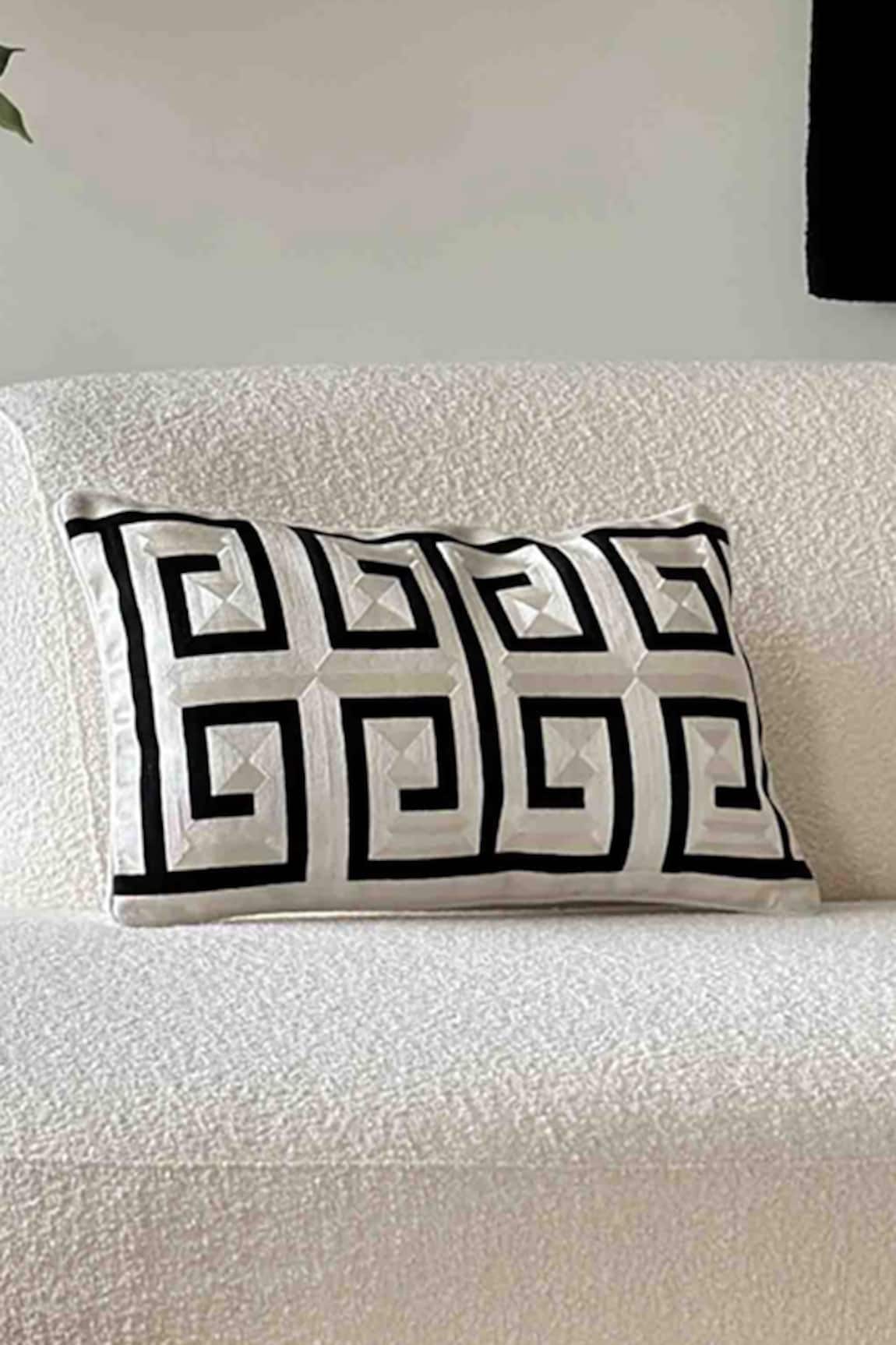 Mason Home Monochrome Embroidered Lumbar Cushion Cover