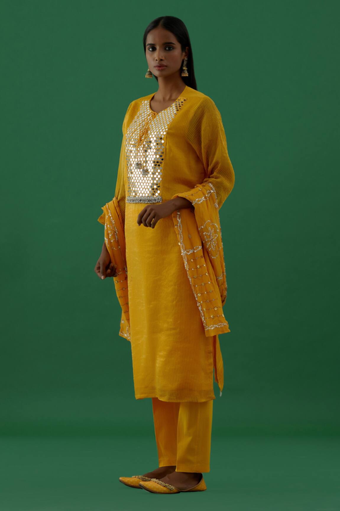 5elements Chanderi Silk Tissue Kurta Set