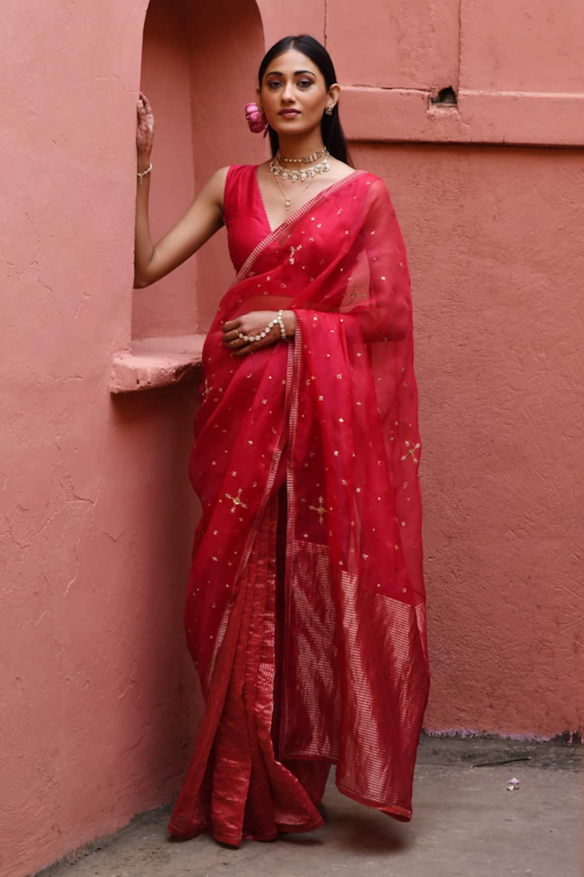 Deep Thee Zardozi Embroidered Saree With Blouse