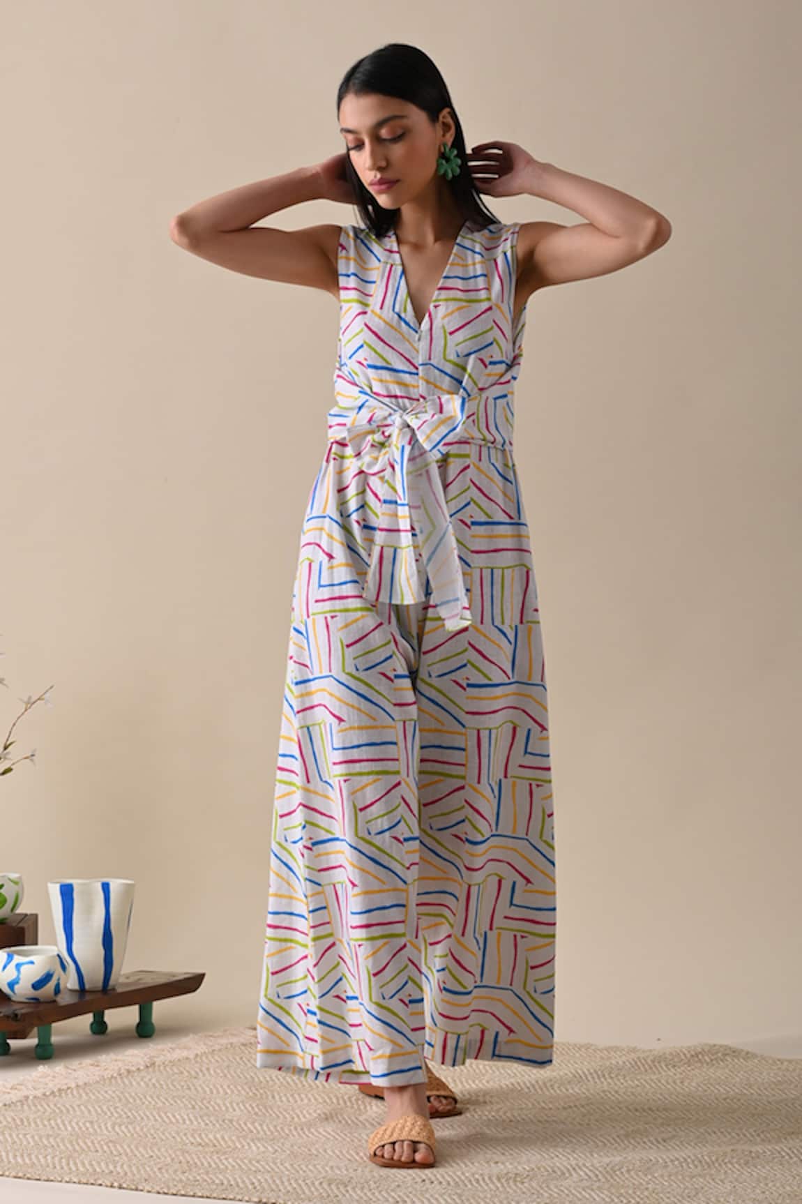 Kanelle Nova Striped Print Jumpsuit