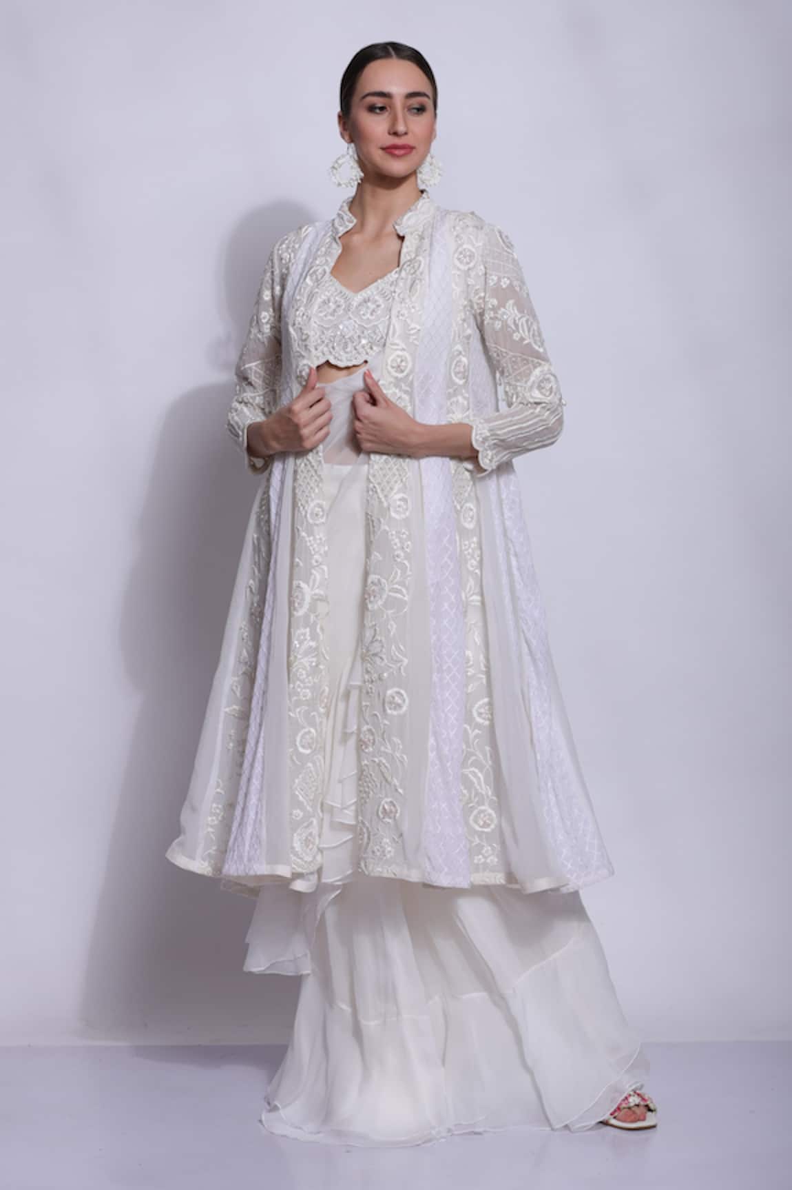 Sonali Gupta Silk Embroidered Jacket & Saree Set 