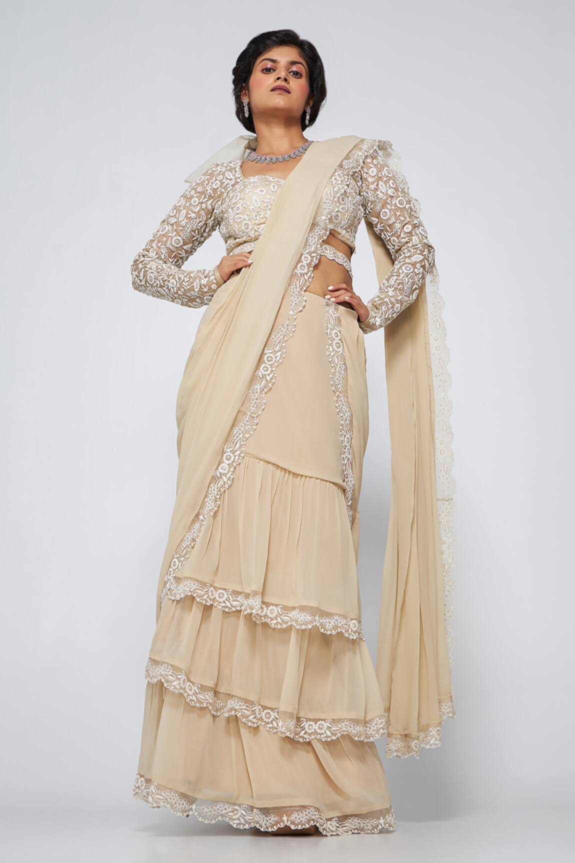 Asaga Kate Pre-Draped Embroidered Saree