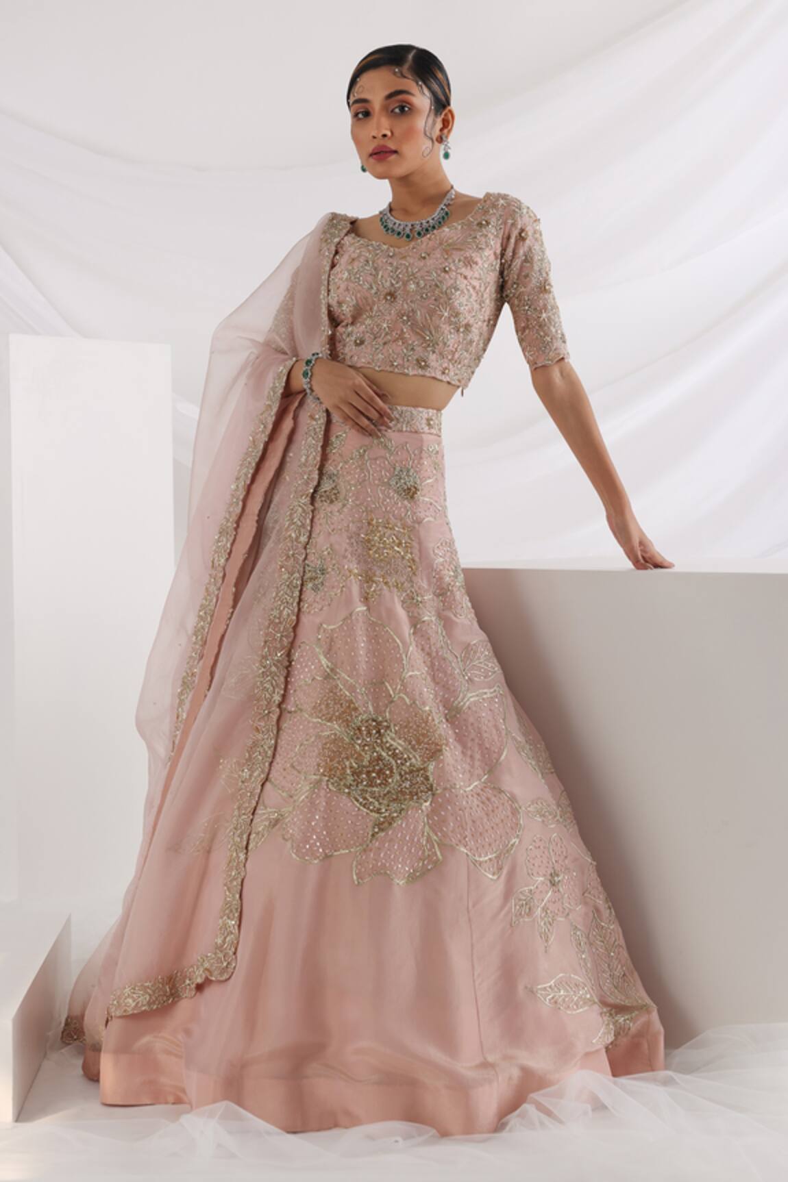 Smriti by Anju Agarwal Starlight Floral Embroidered Lehenga Set 