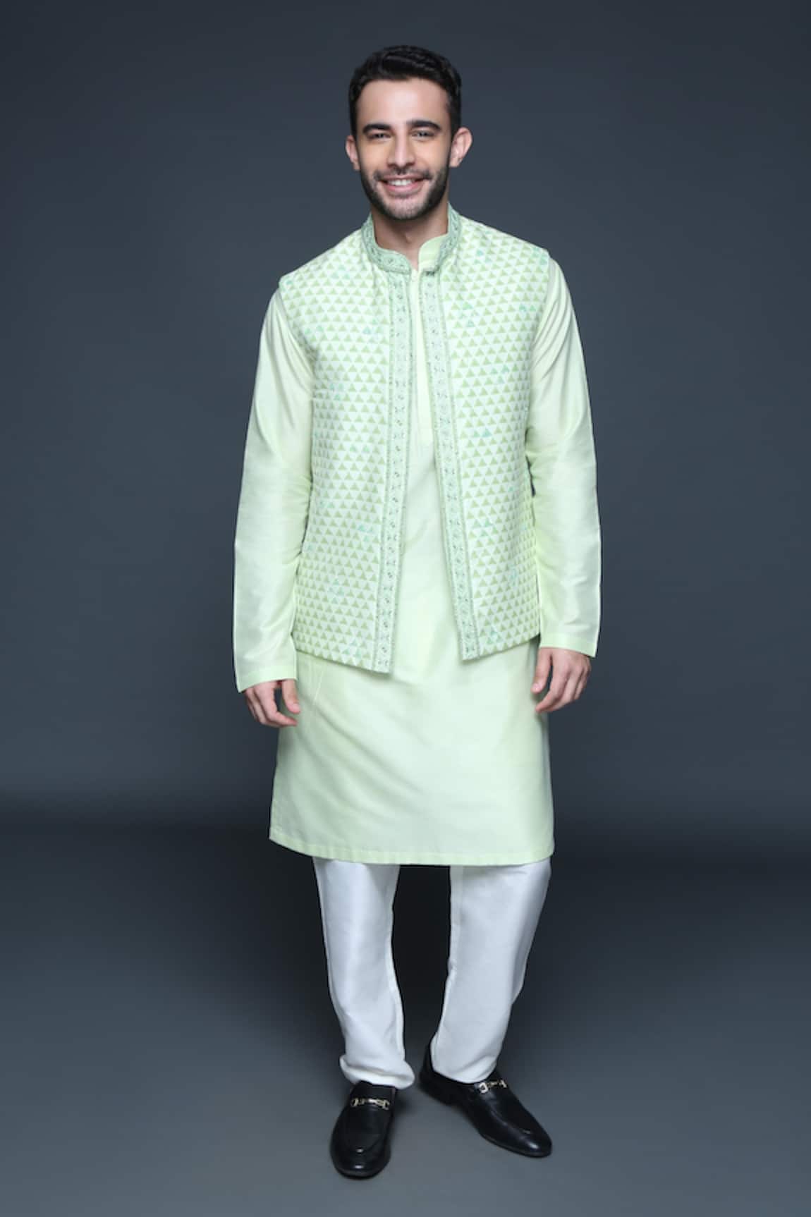 Sanjev Marwaaha Embellished Hand Block Print Bundi Set 