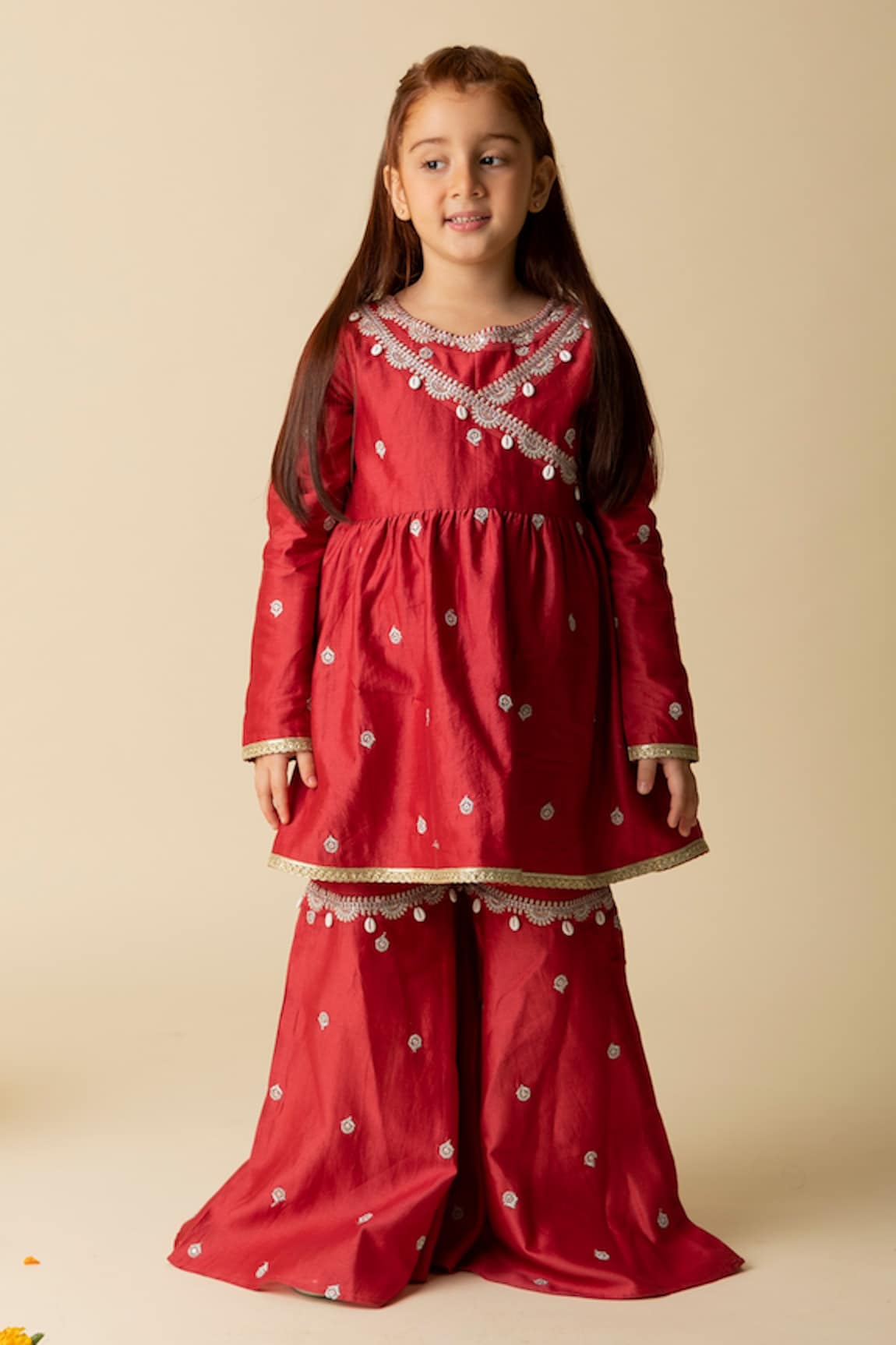 Mini Trails Floral Motifs Kurta & Palazzo Set