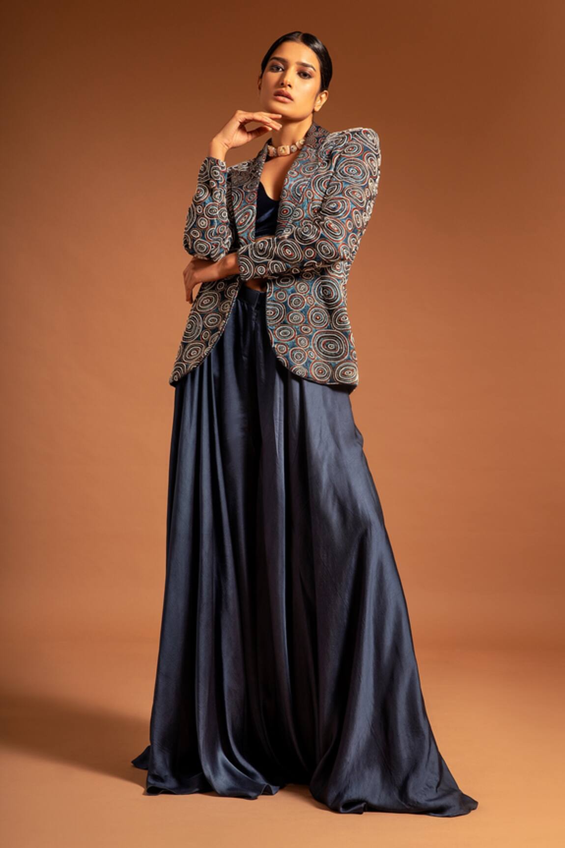 Sejal Kamdar Ajrak Print Jacket & Fluid Pant Set