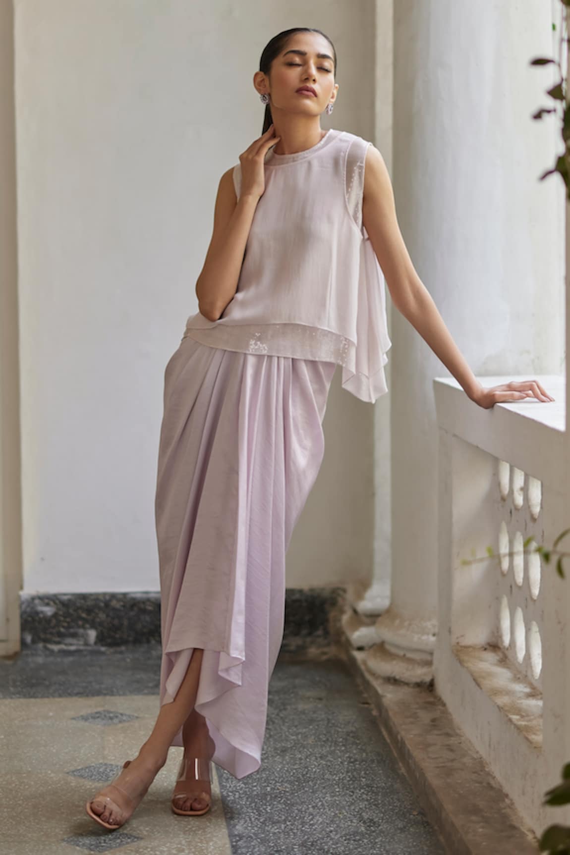 Betrue Solid Draped Skirt