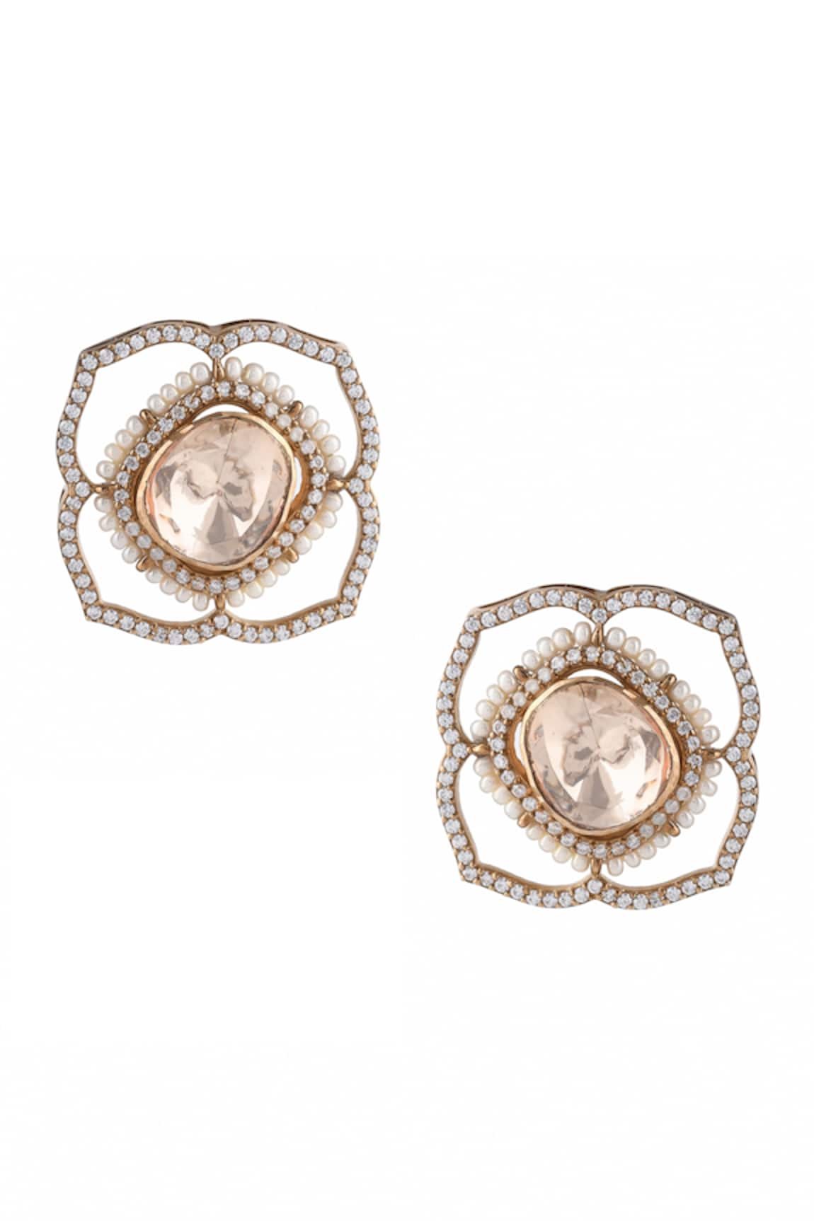 Ajooni Jewels Vintage Moissanite Floral Stud Earrings