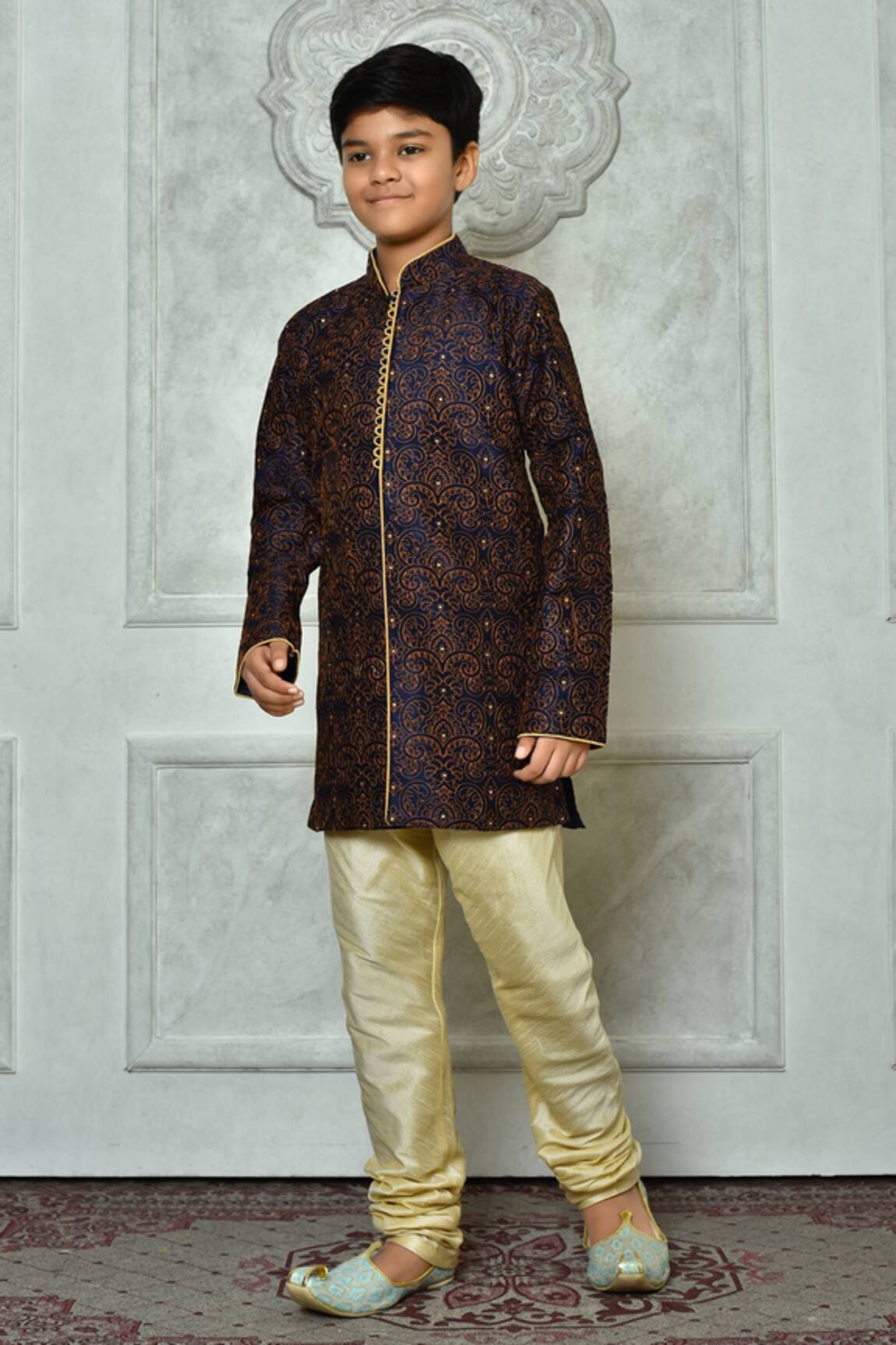 Petite Pomme Floral Embroidered Kurta & Churidar Set 