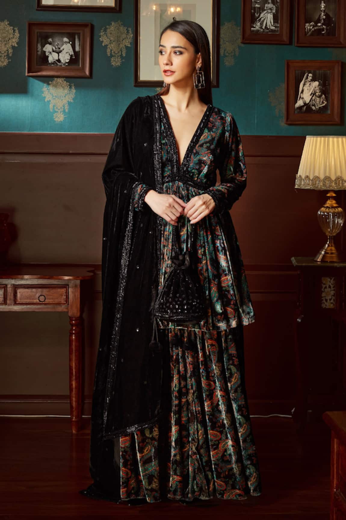 Priyanka Jain Printed Peplum Kurta Sharara Set