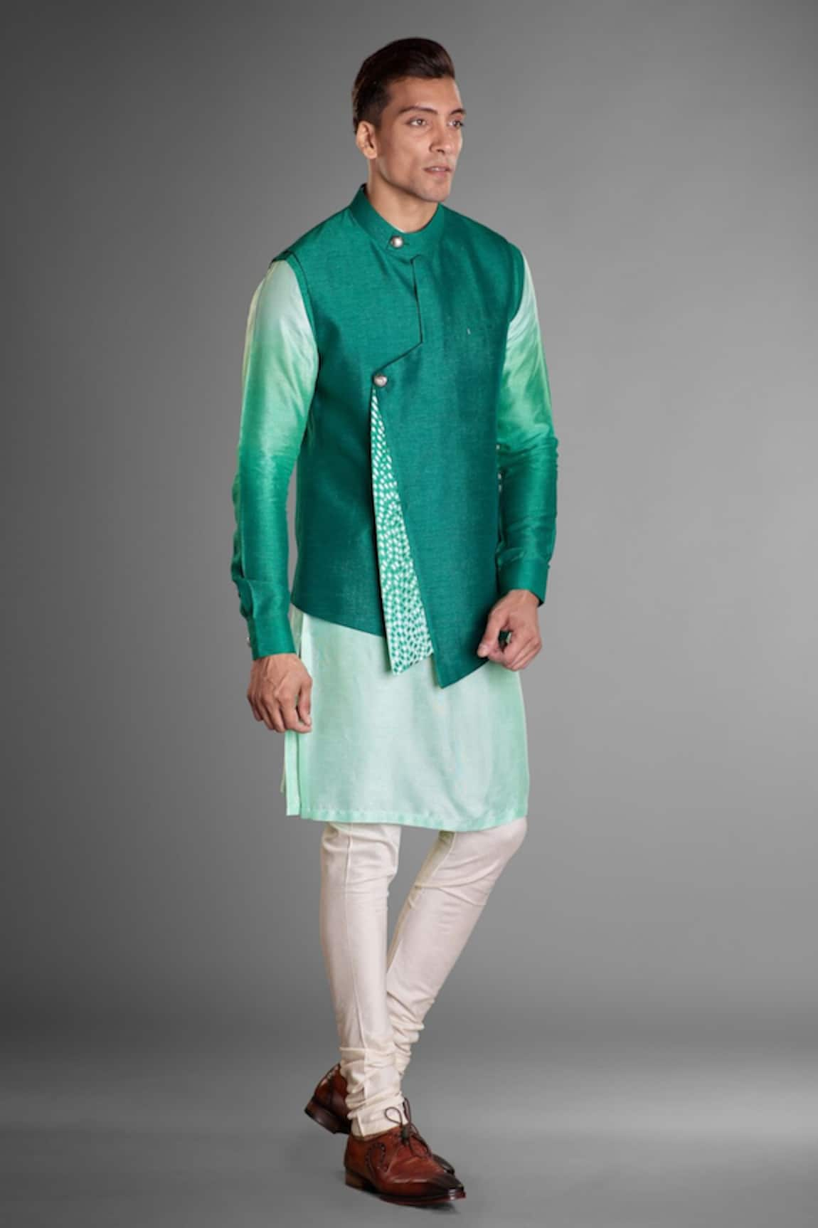 More Mischief Asymmetric Panel Bundi & Kurta Set