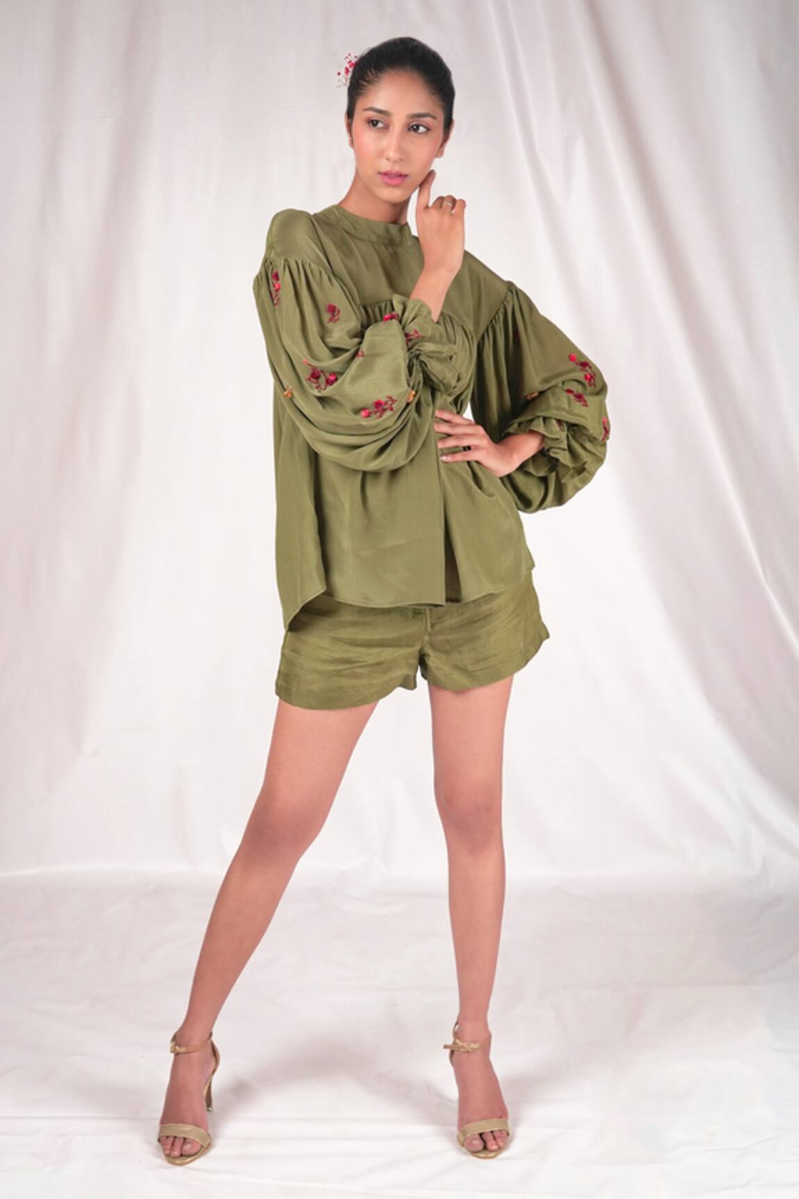 Seesa Embroidered Sleeve Flowy Top