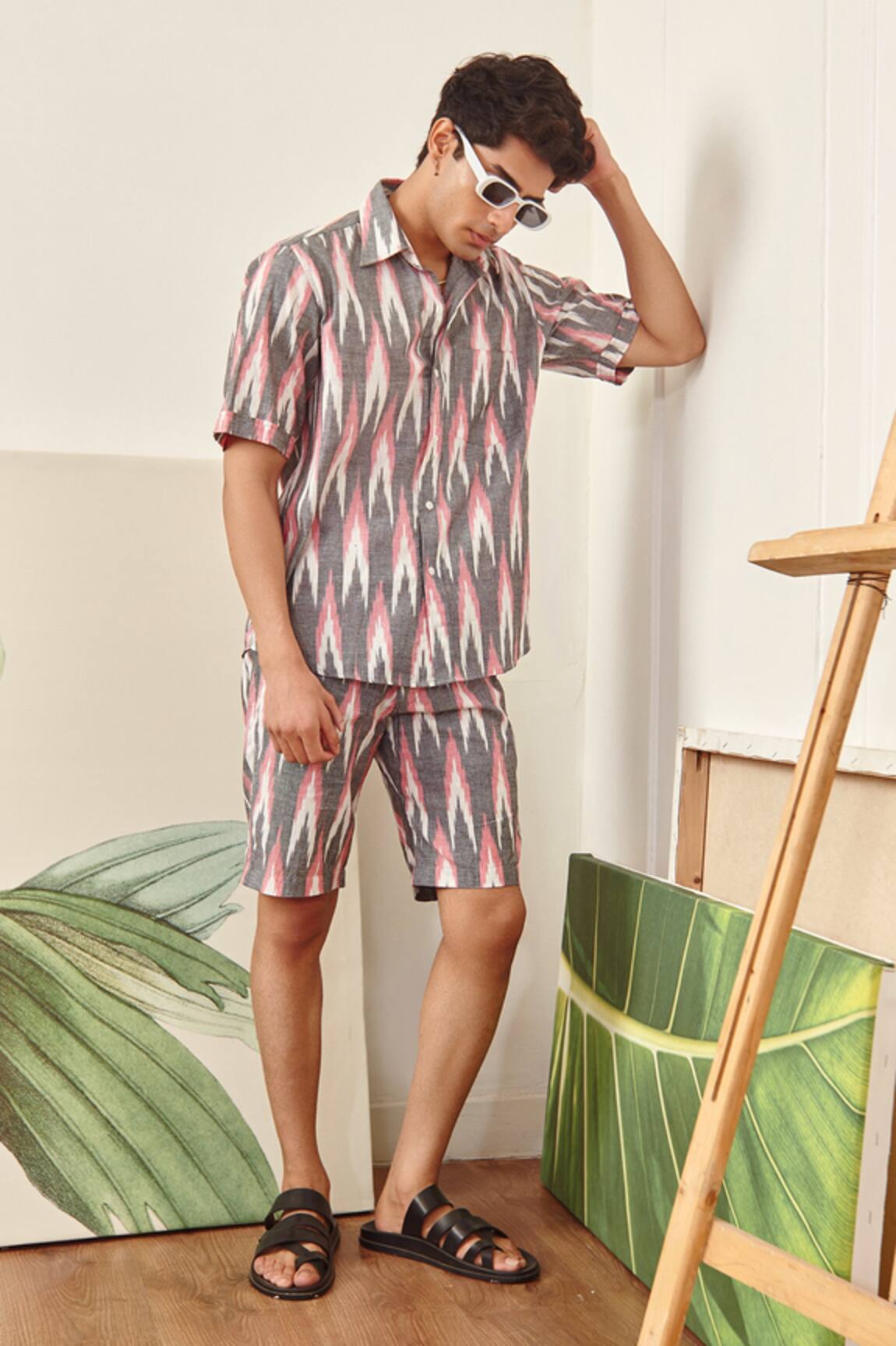 Sorbae Nash Ikat Print Shirt & Shorts Set
