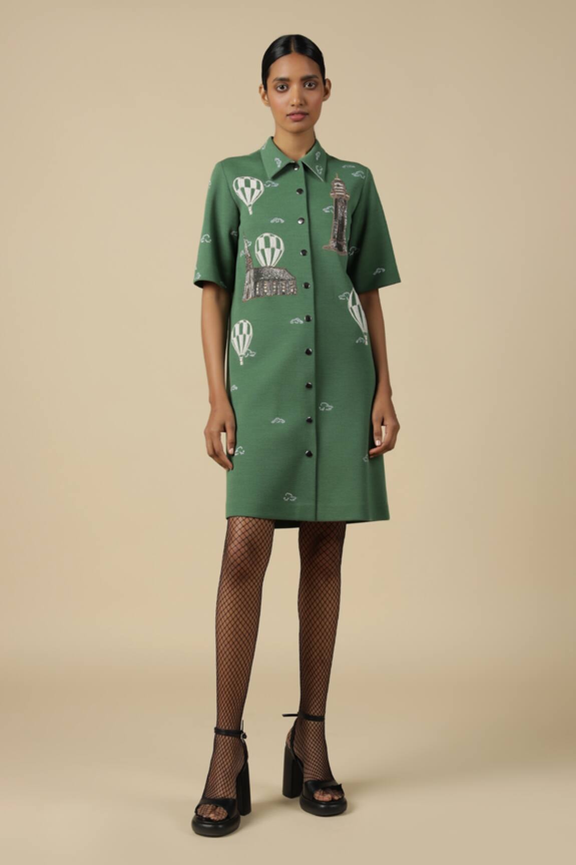 Shahin Mannan Embroidered Shift Dress