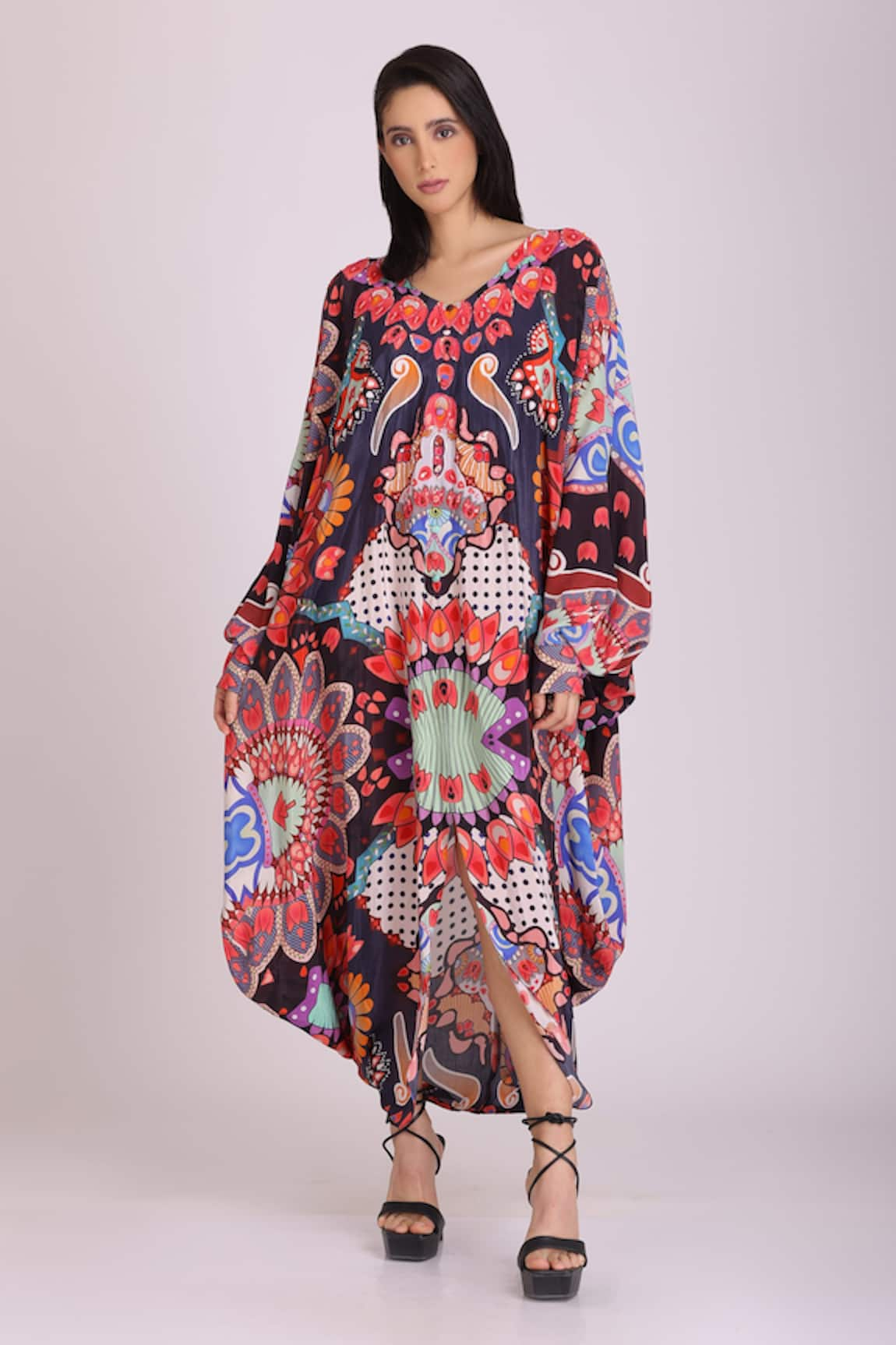 ALPONA DESIGNS BY SOHAM ACHARYA Folk Print Kaftan Dress