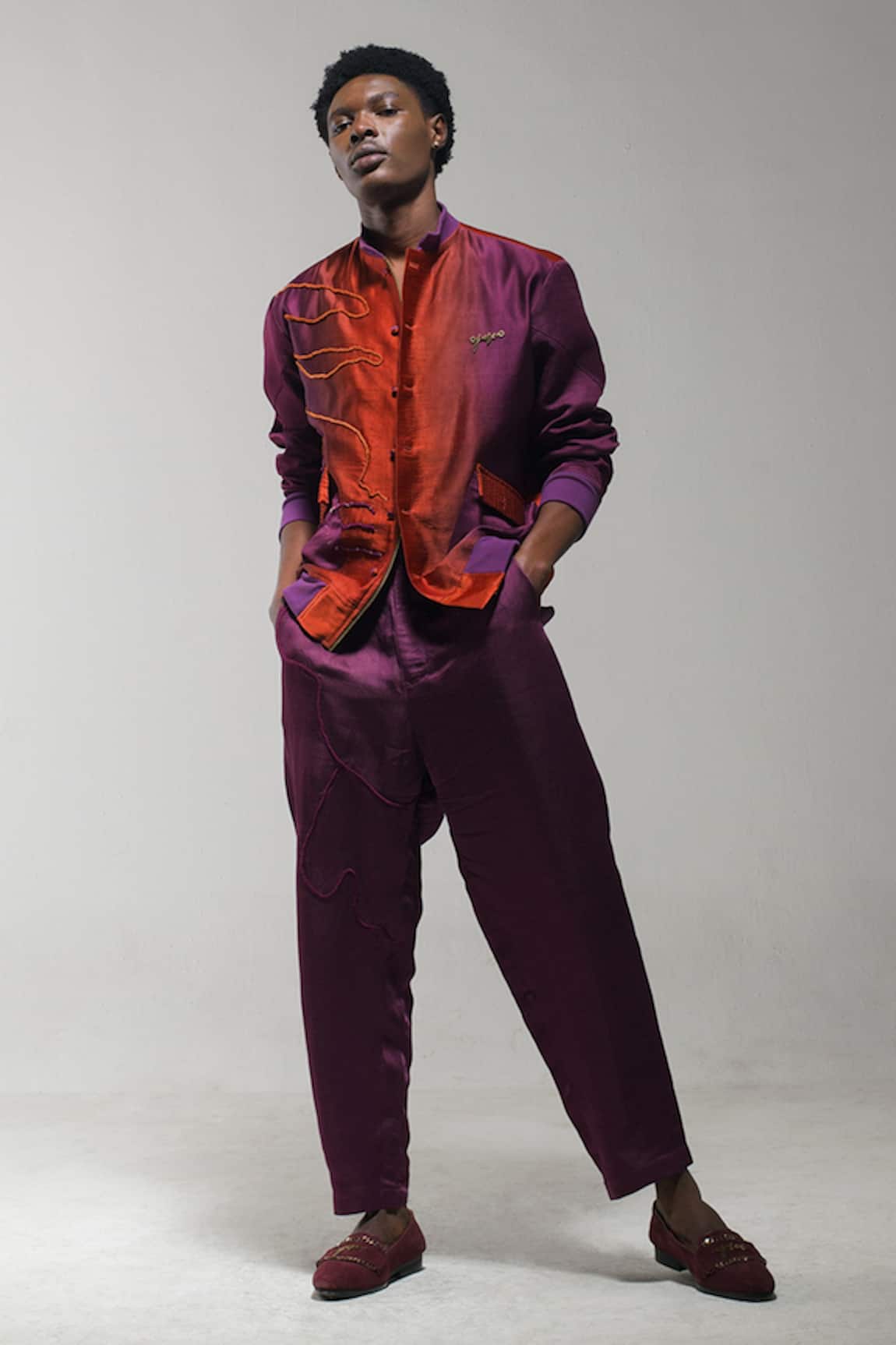 Jatin Malik Linen Silk Cord Embroidered Trouser