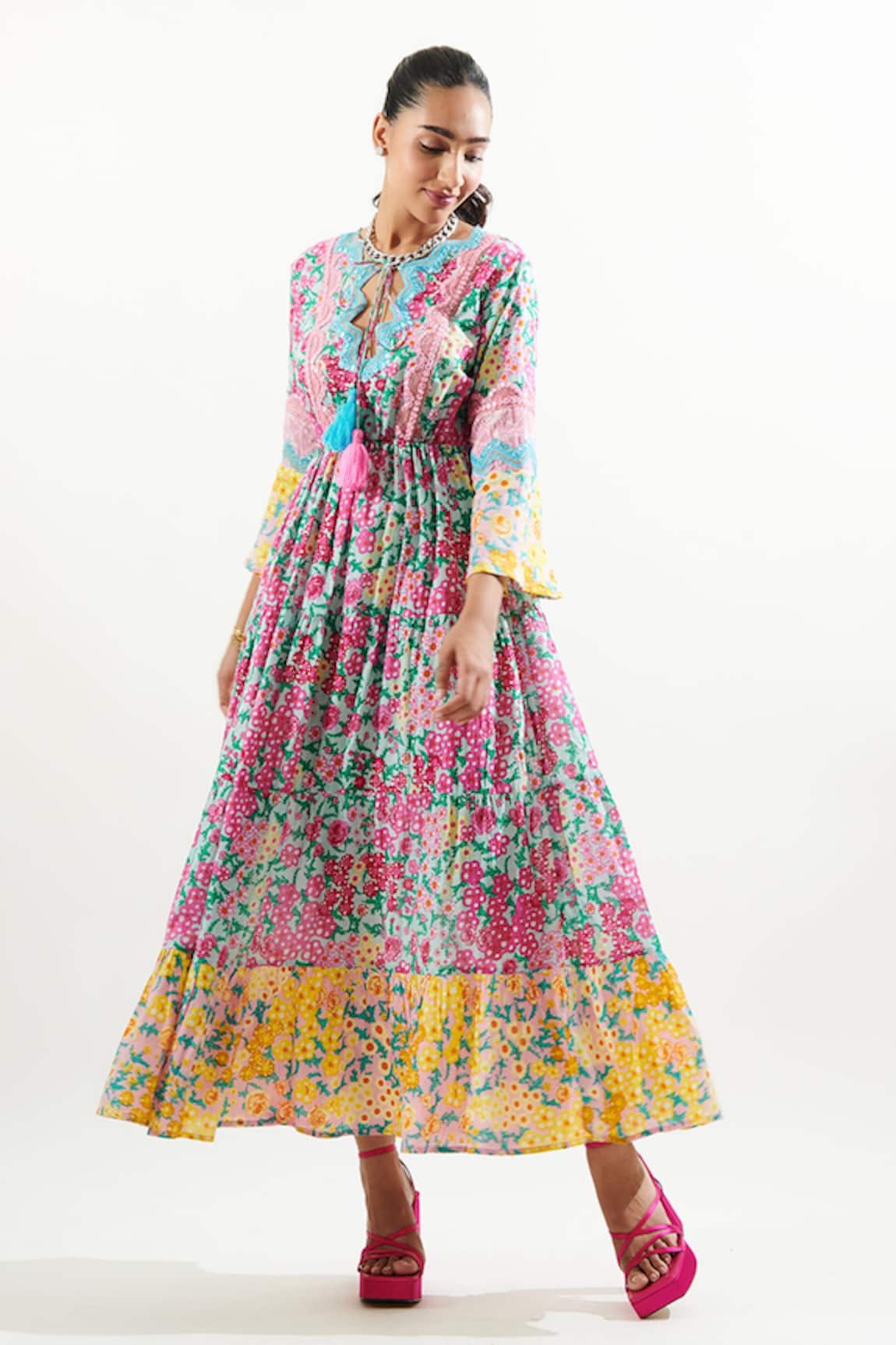 Cin Cin Ruchi Cotton Flower Print Dress