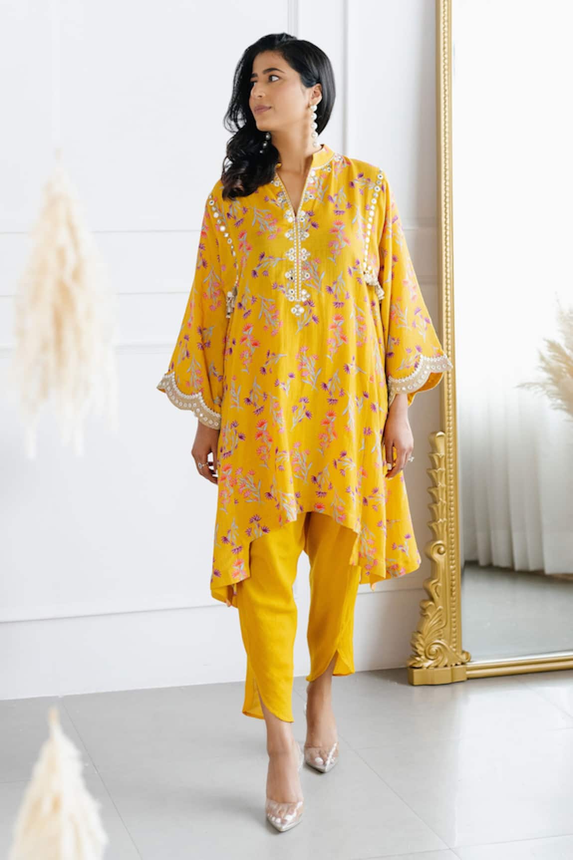 Seeaash Asmira Cotton Floral Print Kurta & Dhoti Pant Set