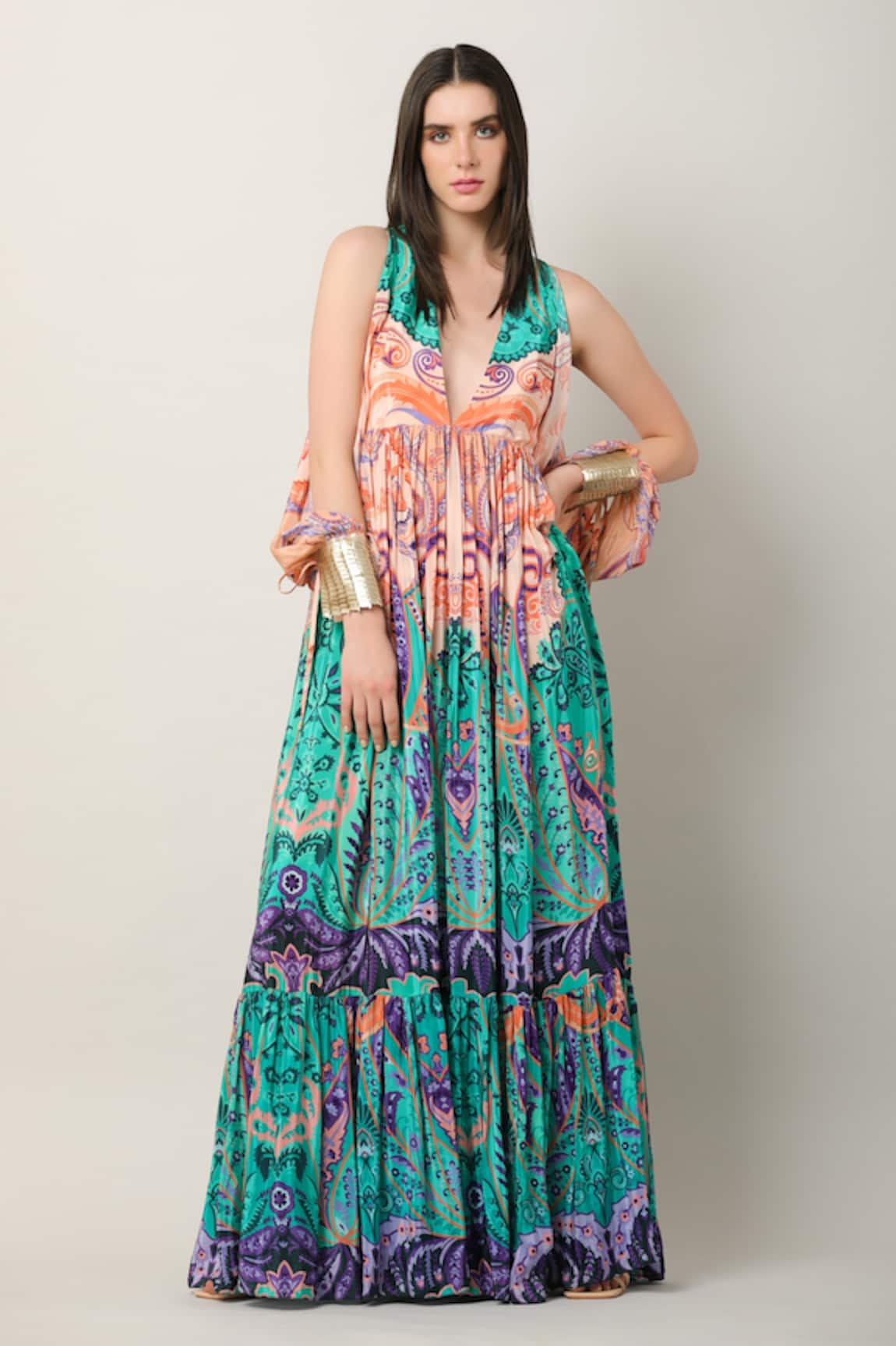 Limerick By Abirr N' Nanki Diara Floral & Paisley Pattern Dress