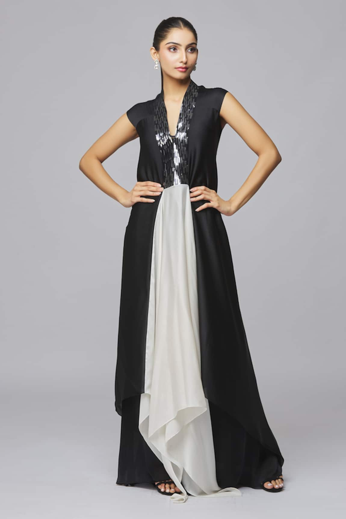 Amit Aggarwal Colorblock Draped Dress